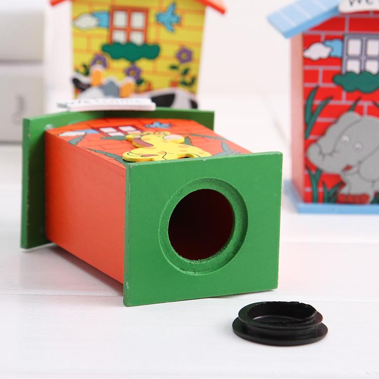 Cute Cartoon House Shaped Lovely Wooden Piggy Bank Money Bank - Happy Price - Image 5