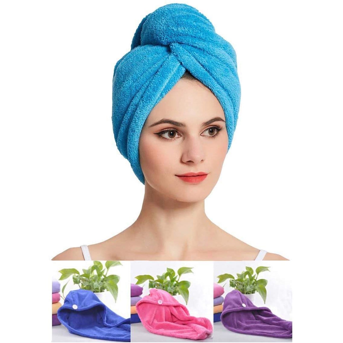 Microfiber Hair Wrap Towel Cap Quick Turban Hair-drying Absorbent Microfiber Towel  Dry Shower Caps (1 Pc) - Happy Price - Image 2