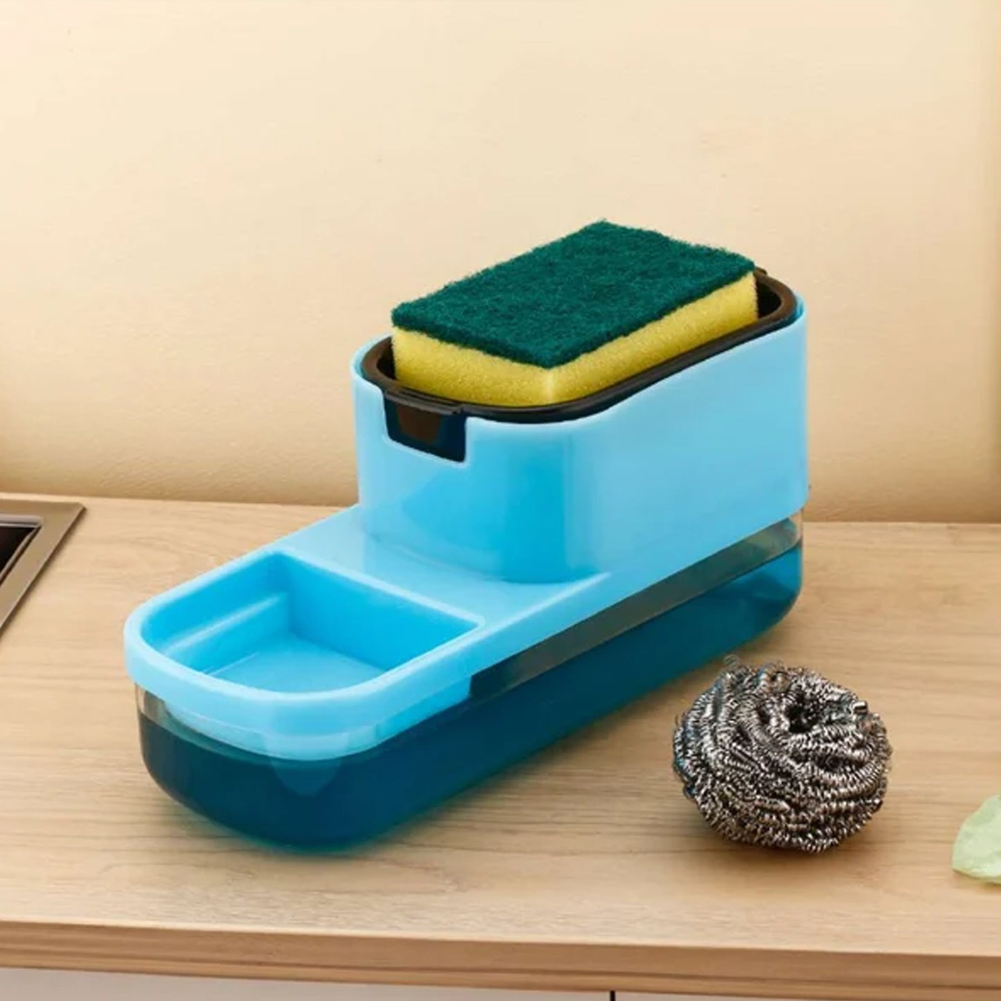 2 In 1 Plastic Dish Soap Liquid Dispenser Sponge Holder (1 Set) - Happy Price - Image 3