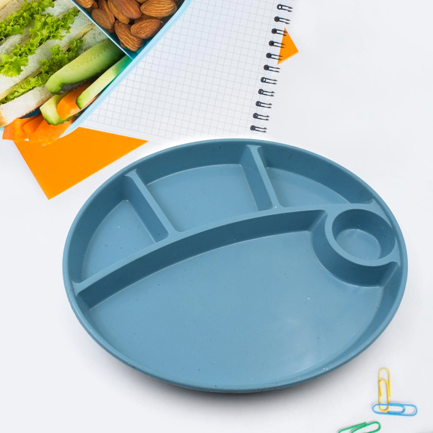 Plastic Food Plates  Biodegradable 5 Compartment Plate With Spoon For Food Snacks  Nuts  Desserts Plates For Kidsreusable Plates For Outdoor Camping Bpa-free(1 Pc) - Happy Price - Image 4