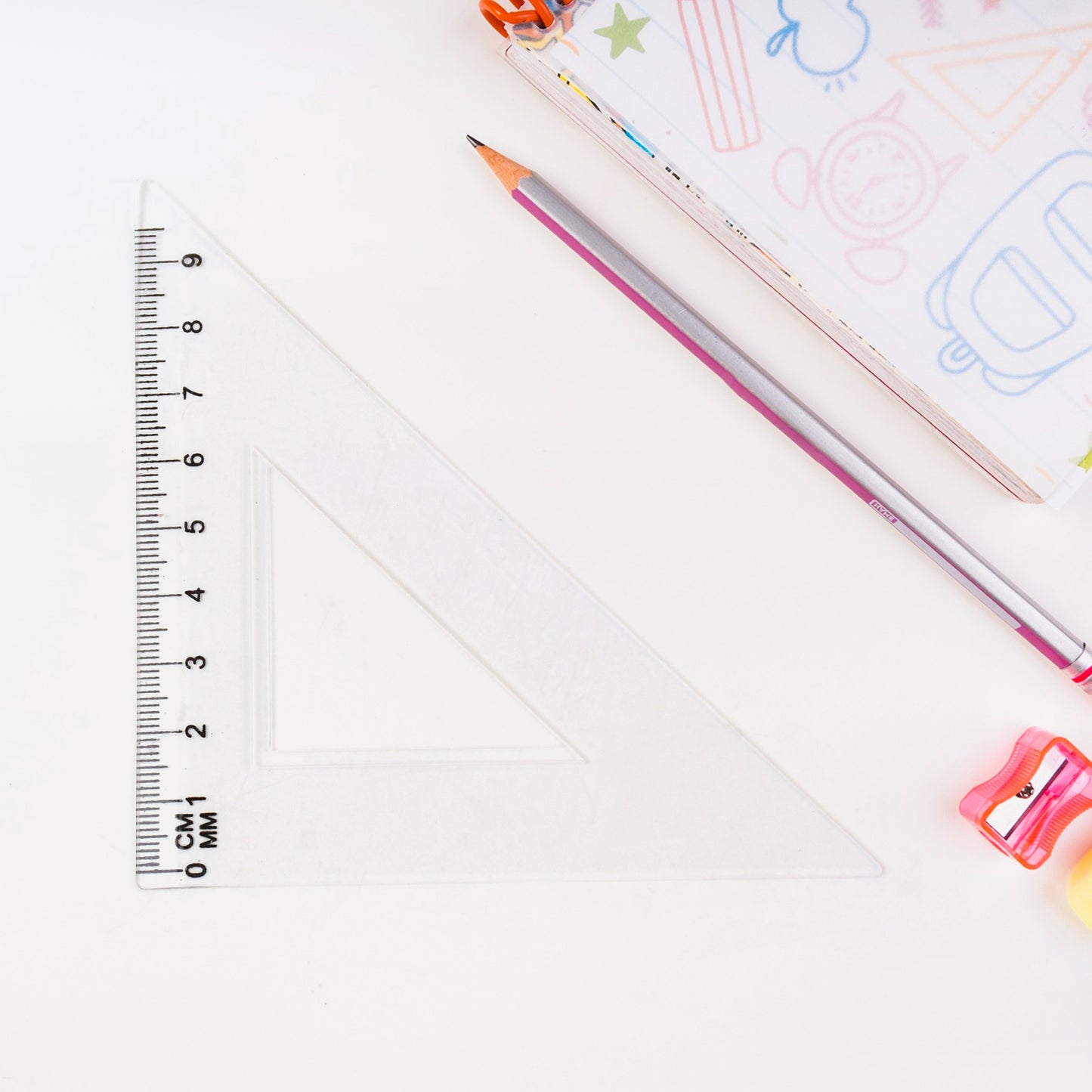 Plastic Geometry Set Triangle Ruler Protractor Straight Ruler (4 Pcs Set) - Happy Price - Image 3