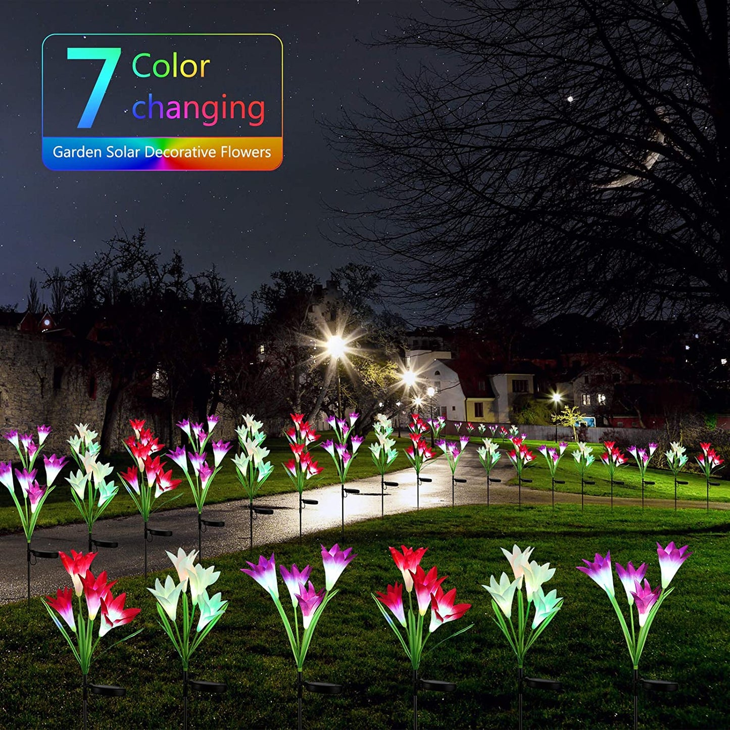 Waterproof Solar Lily Flower Stake Lights - Set of 2 Pcs - Happy Price - Image 5