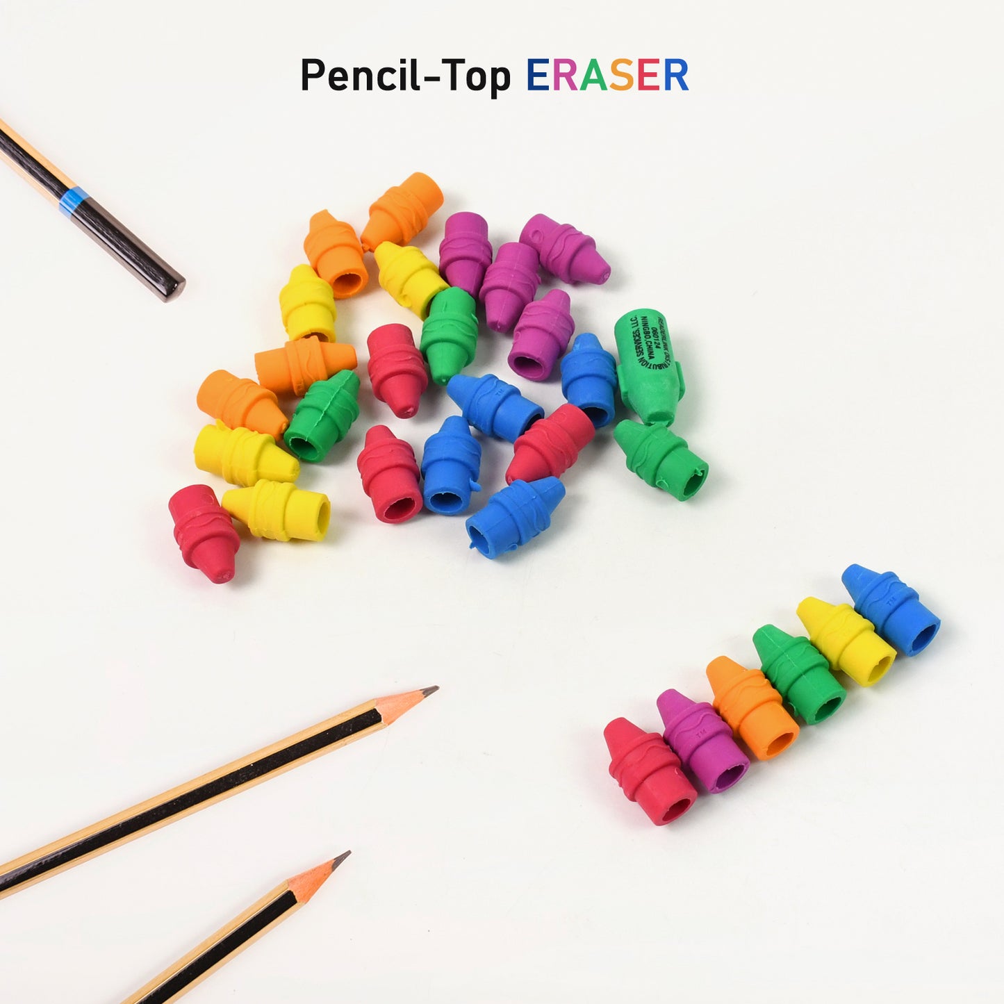 Pencil Top Eraser Rubber Erasers (1 Pc  Mix Color) - Happy Price - Image 3