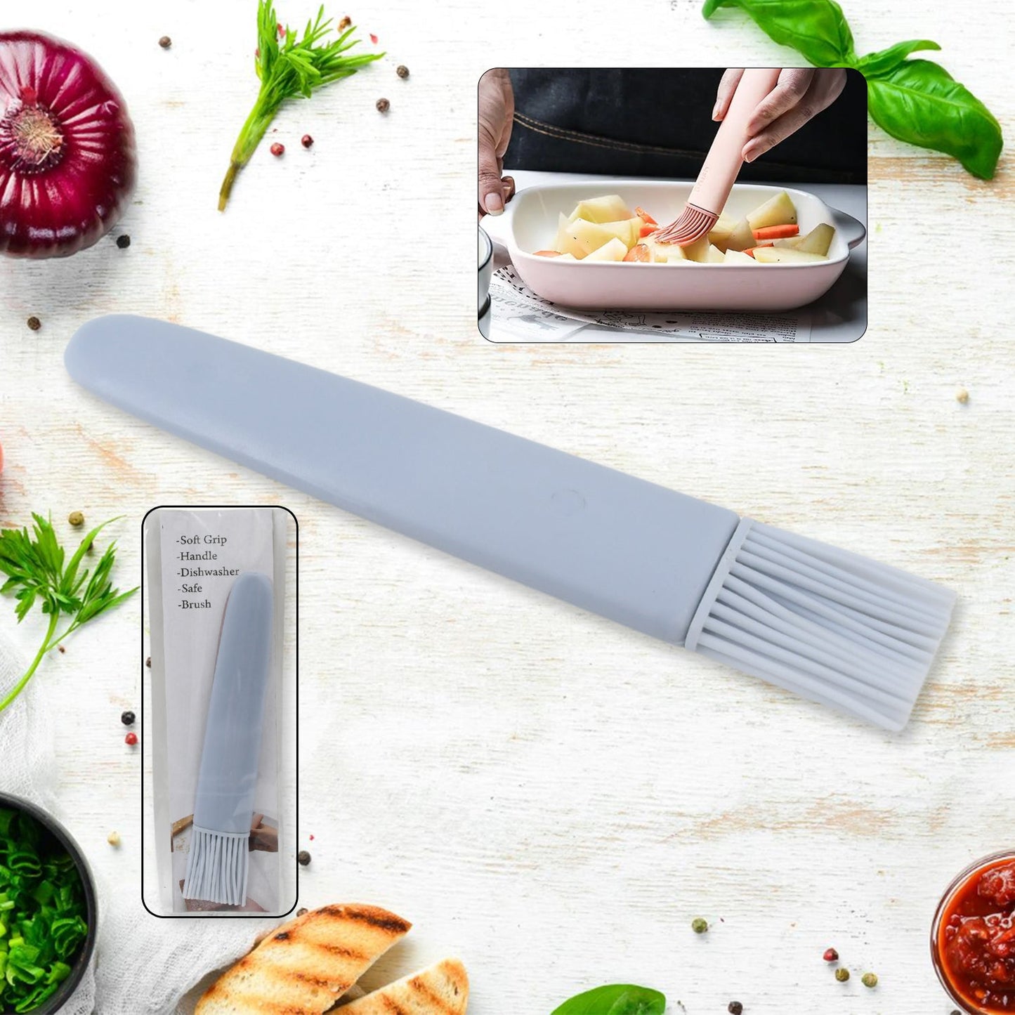 Pastry Brush Basting Brush Bbq Sauce Marinade Meat Silicone Oil Brush (1 Pc) - Happy Price - Image 1