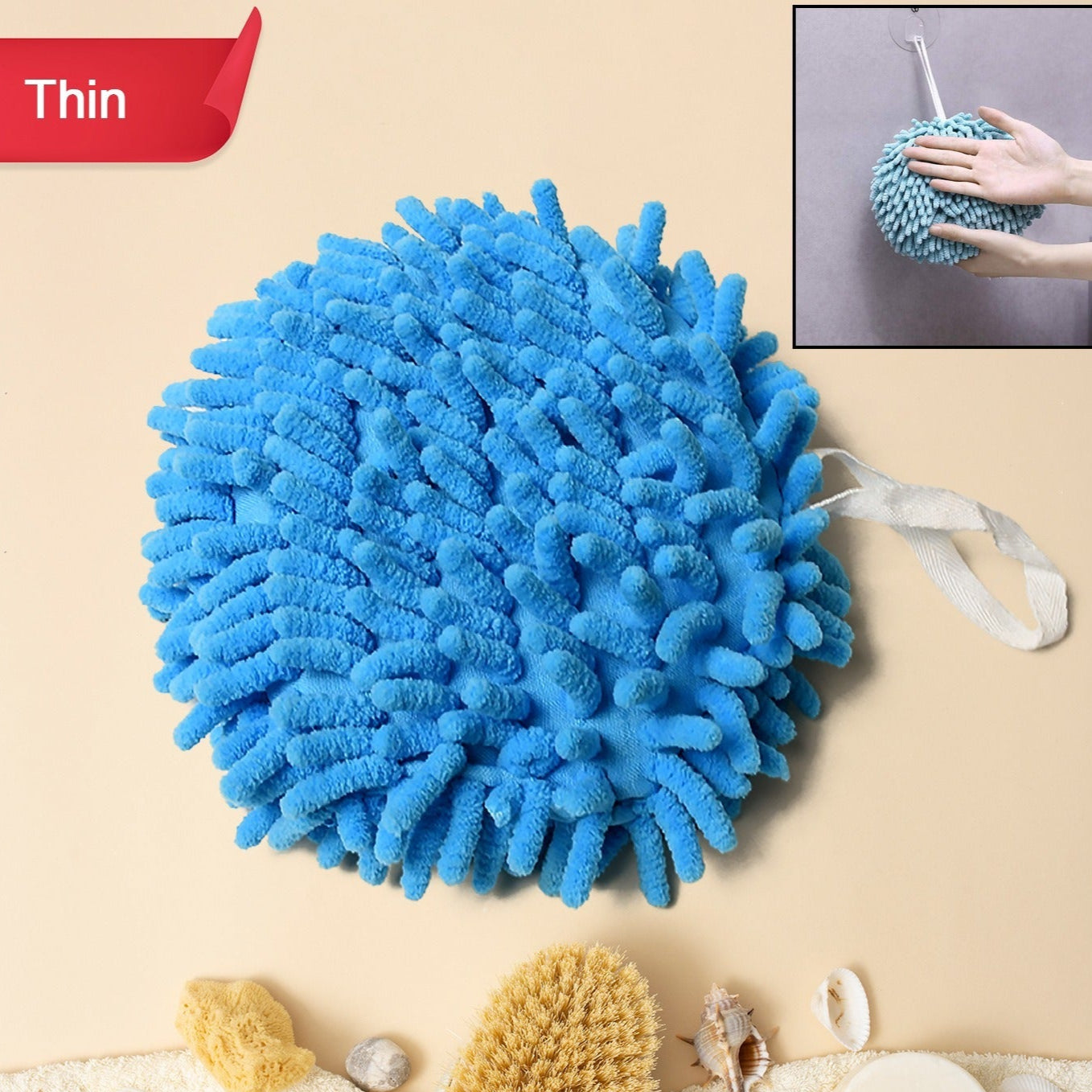 Hand Towels For Bathroom Kitchen Hand Towel Hand Dry Towels Absorbent Soft Hanging Hand Bath Towels Microfiber Plush Chenille Hand Towel Ball Machine Washable Bathroom With Loop (1 Pc) - Happy Price - Image 1