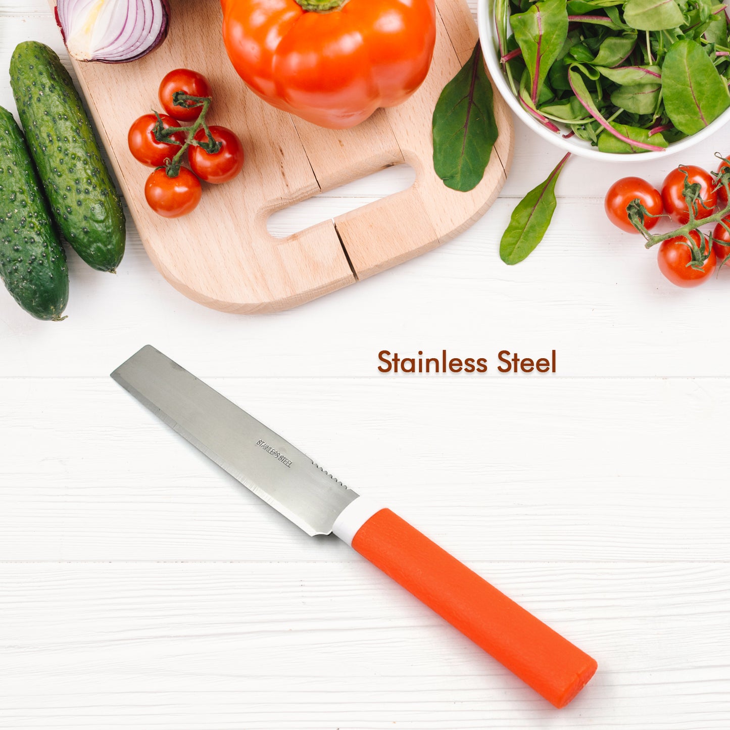 Stainless Steel Knife For Kitchen Use Knife Set Knife  Non-slip Handle With Blade Cover Knife - Happy Price - Image 3