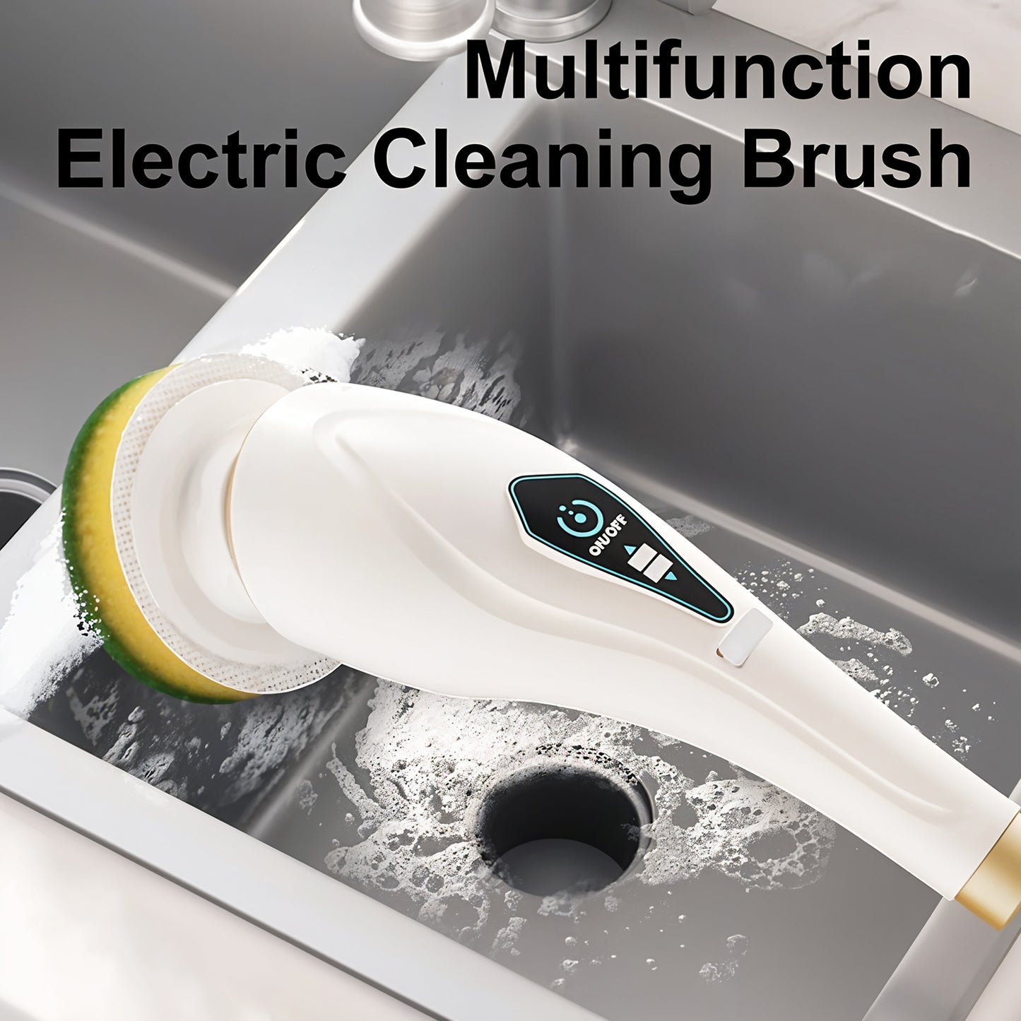 Cordless Electric Spin Scrubber with 8 Heads & Extension Handle