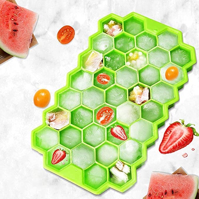 Flexible Silicone Honeycomb Design 37 Cavity Ice Cube Moulds Trays Small Cubes For Whiskey Tray For Fridge (Multicolor) - Happy Price - Image 3