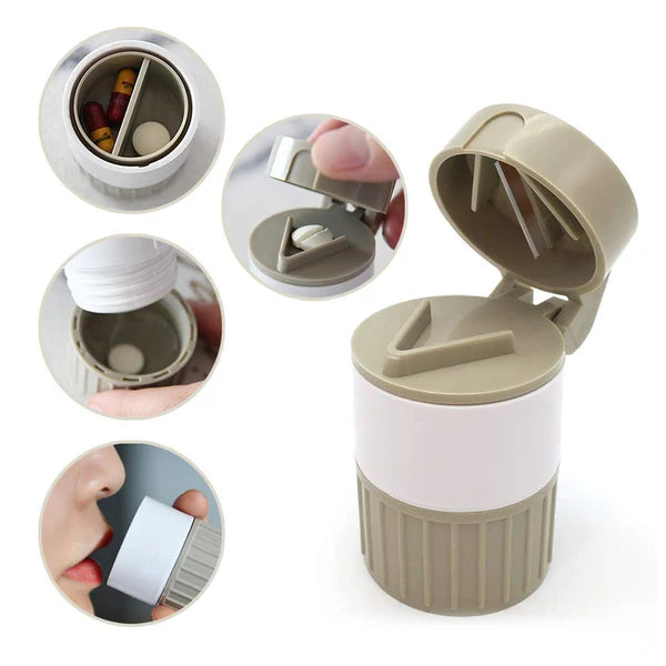 4-in-1 Layer Multipurpose Plastic Portable Pocket Size Tablet Medicine Cutter Divider With Partitioned Storage And Crusher Grinder Powder - Happy Price - Image 4