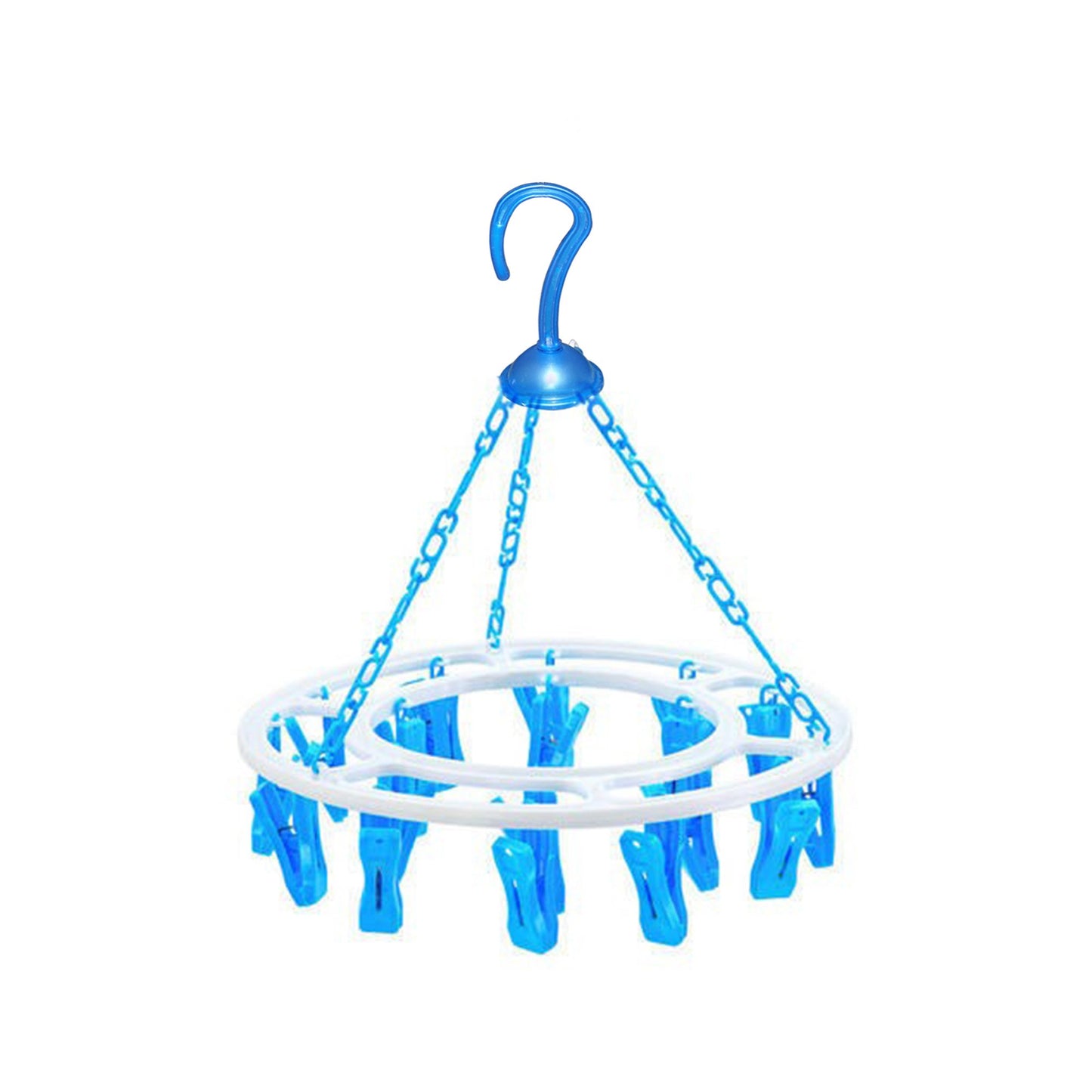 Plastic Round Cloth Drying Stand Hanger With 24 Clips (Multicolour) - Happy Price - Image 4