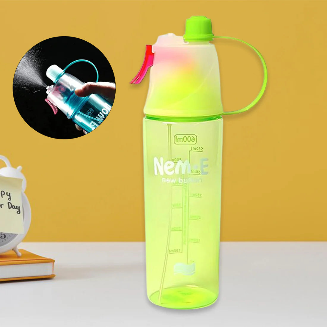Plastic 2 In 1 Mist Spray Water Bottle (Multicolour  600 Ml  1 Pc) - Happy Price - Image 6