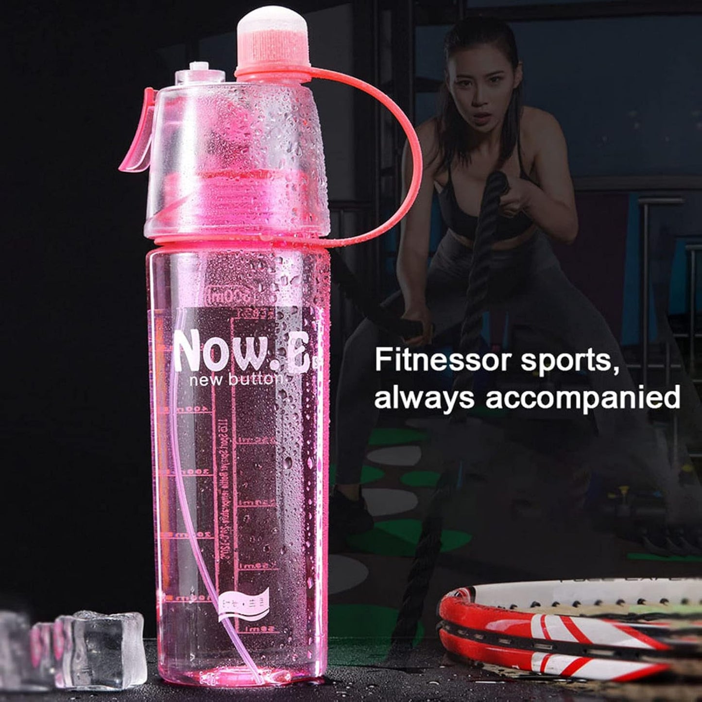 Plastic 2 In 1 Mist Spray Water Bottle (Multicolor  400 Ml  1 Pc) - Happy Price - Image 2