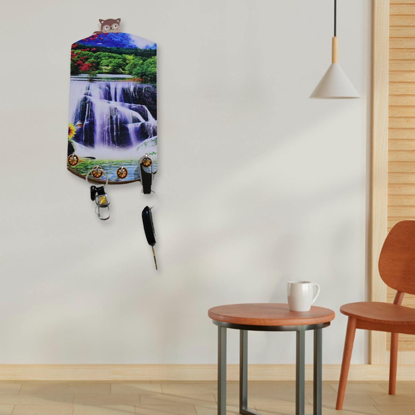 Decorative Wooden Vertical Scenery With Hooks For Wall Hanging - Happy Price - Image 3