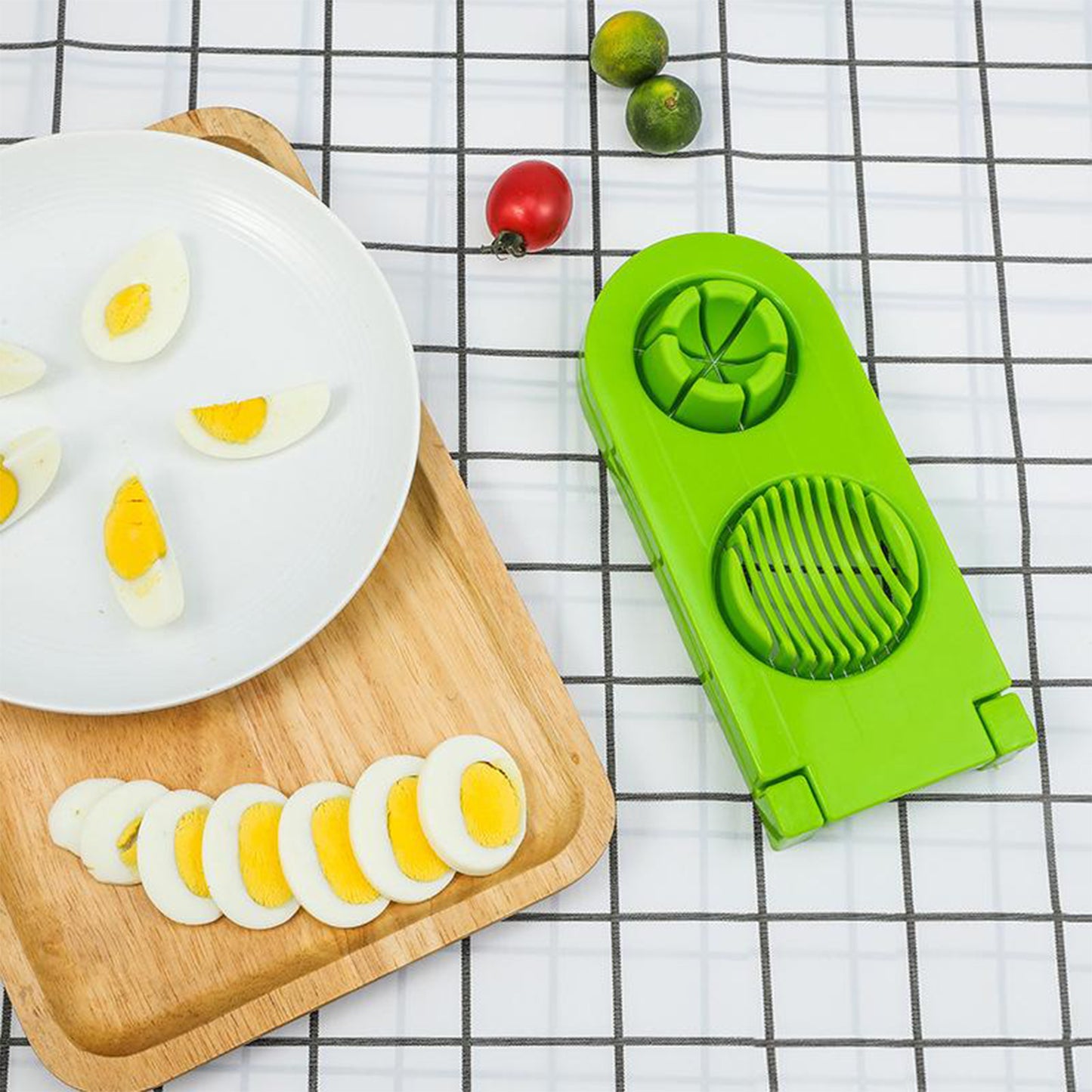 2 In 1 Double Cut Boiled Egg Cutter With Stainless Steel Wire For Easy Slicing Of Boiled Eggs. - Happy Price - Image 5