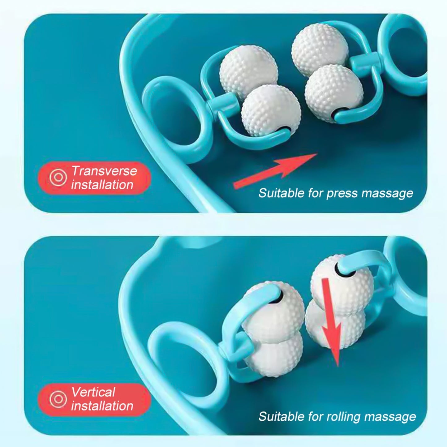 Dual Roller Neck & Shoulder Massager with 4 Balls - Manual Acupressure Tool