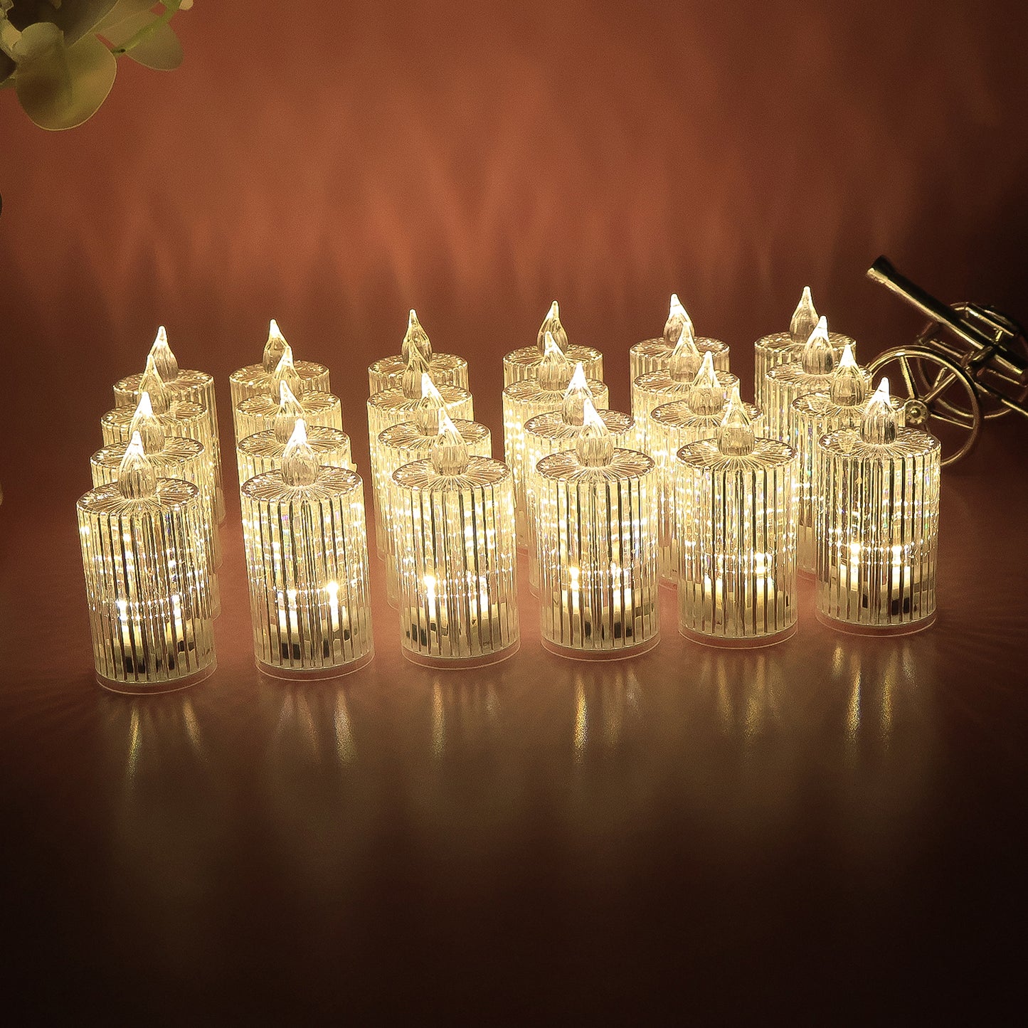 Set of 24 LED Flameless Decorative Tealight Candles - Smokeless & Safe for Festivals - Happy Price - Image 4
