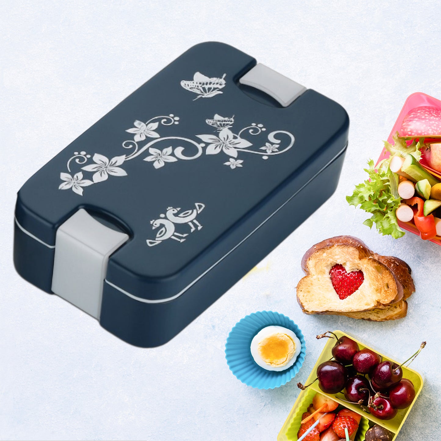 Airtight Lunch Box 2 Compartment Lunch Box Leak Proof Food Grade Material Lunch Box Modern Appearance  Compact Lunch Box With Spoon - Happy Price - Image 4