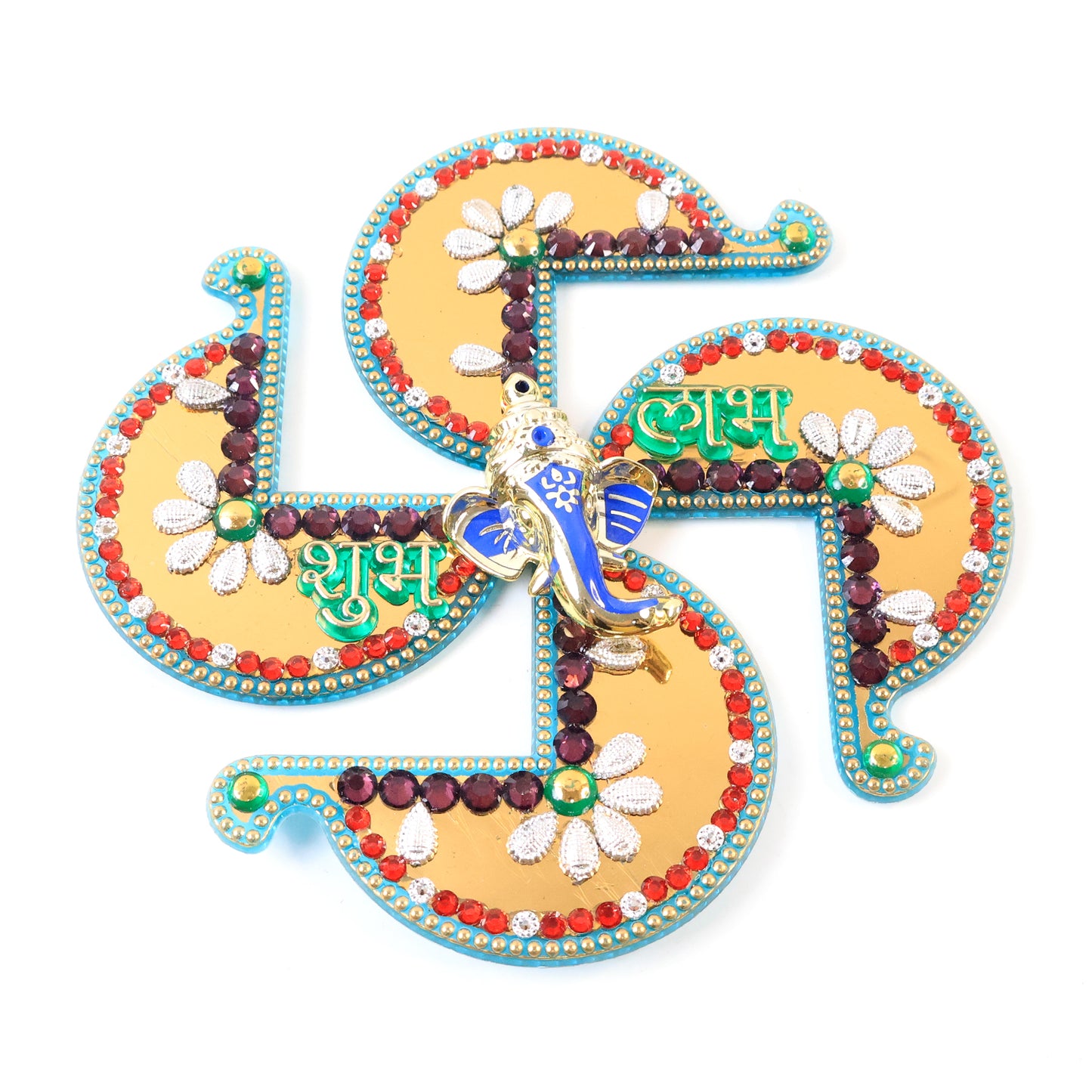 Golden Swastik Shubh Labh Wall Hanging with Lord Ganesha Idol (1 Pc) - Happy Price - Image 2