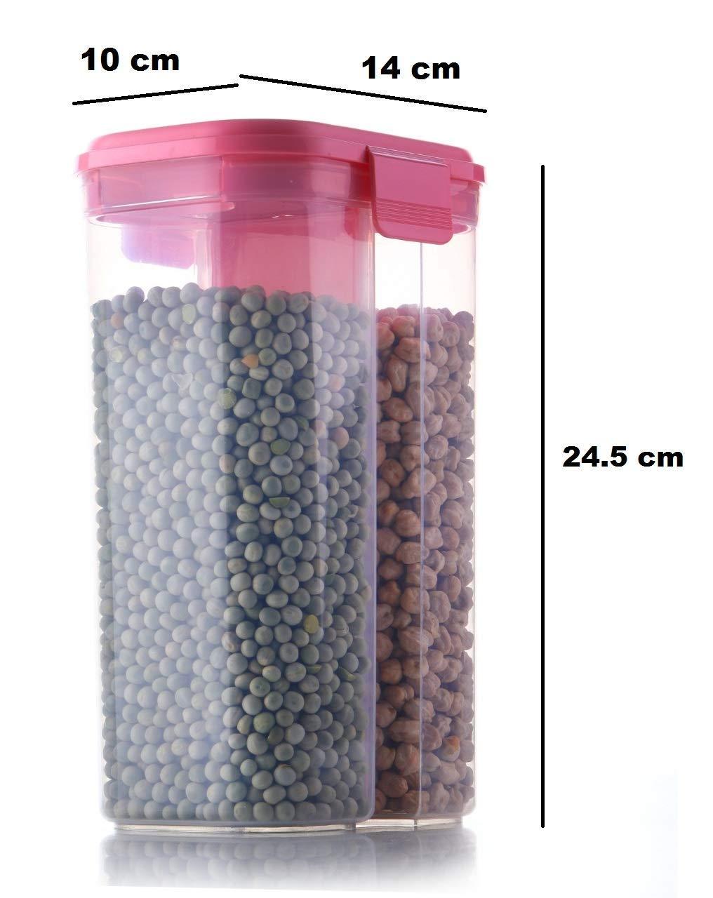 Plastic 2 Sections Air Tight Transparent Food Grain Cereal Storage Container (2 Ltr) - Happy Price - Image 4