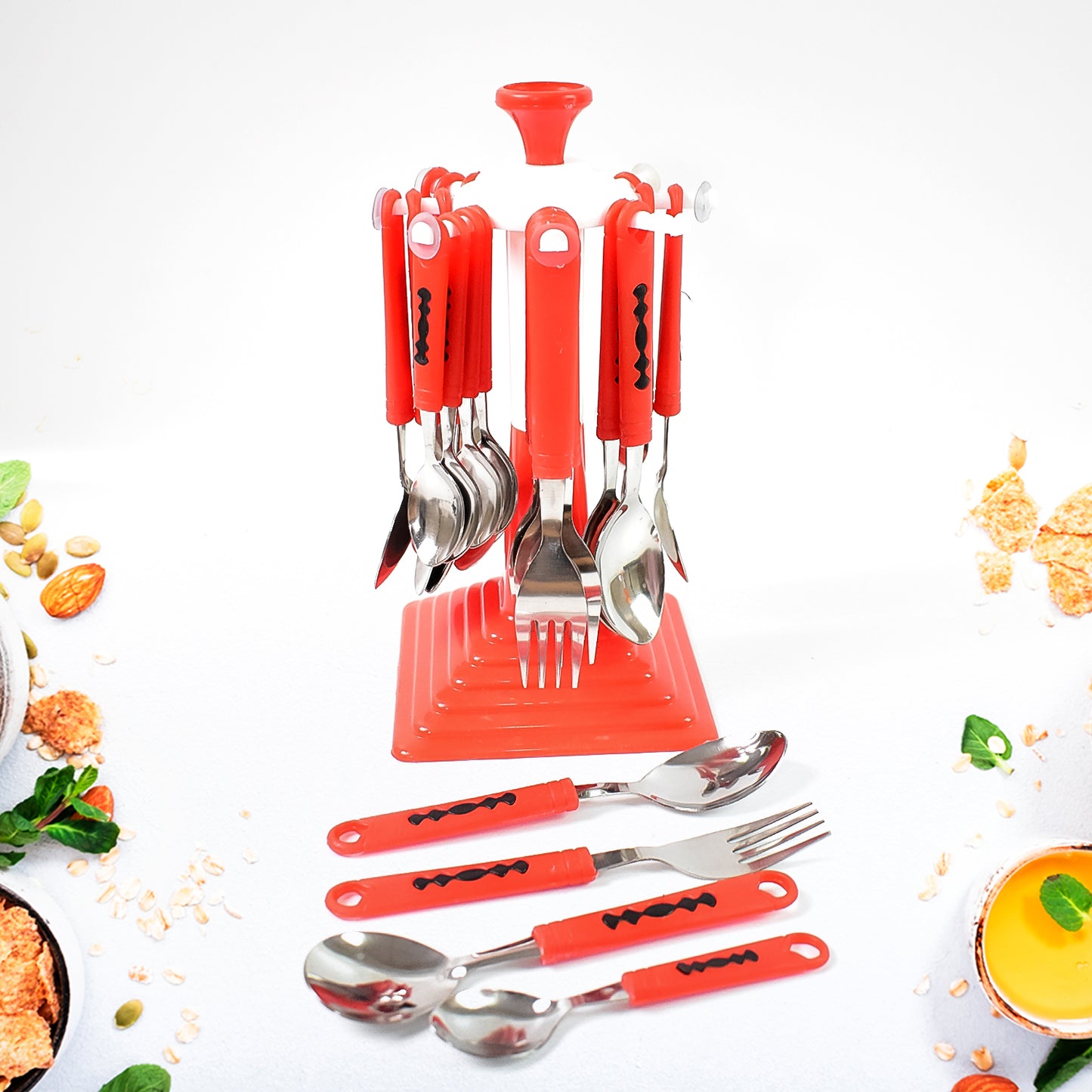 Classic Cutlery Set For Dining Table Stainless Steel 24-piece Set With Stand (1 Set - Happy Price - Image 4