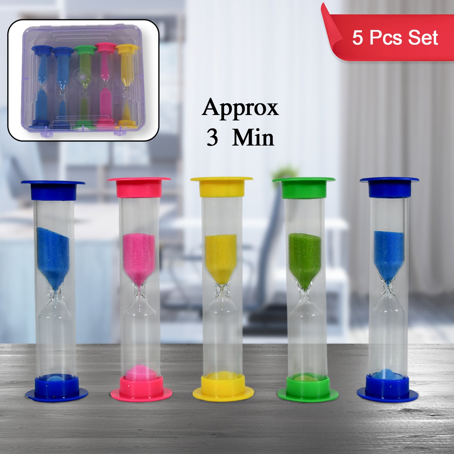 Sand Timer Plastic Hourglass Sand Glass Toy Sand Clock For Kitchen Office School And Brushing Teeth For Bathroom Timer Clock Children Hourglass Sand Glass Toothbrush Household Sand Clock (3 Min Approx  5 Pc) - Happy Price - Image 2