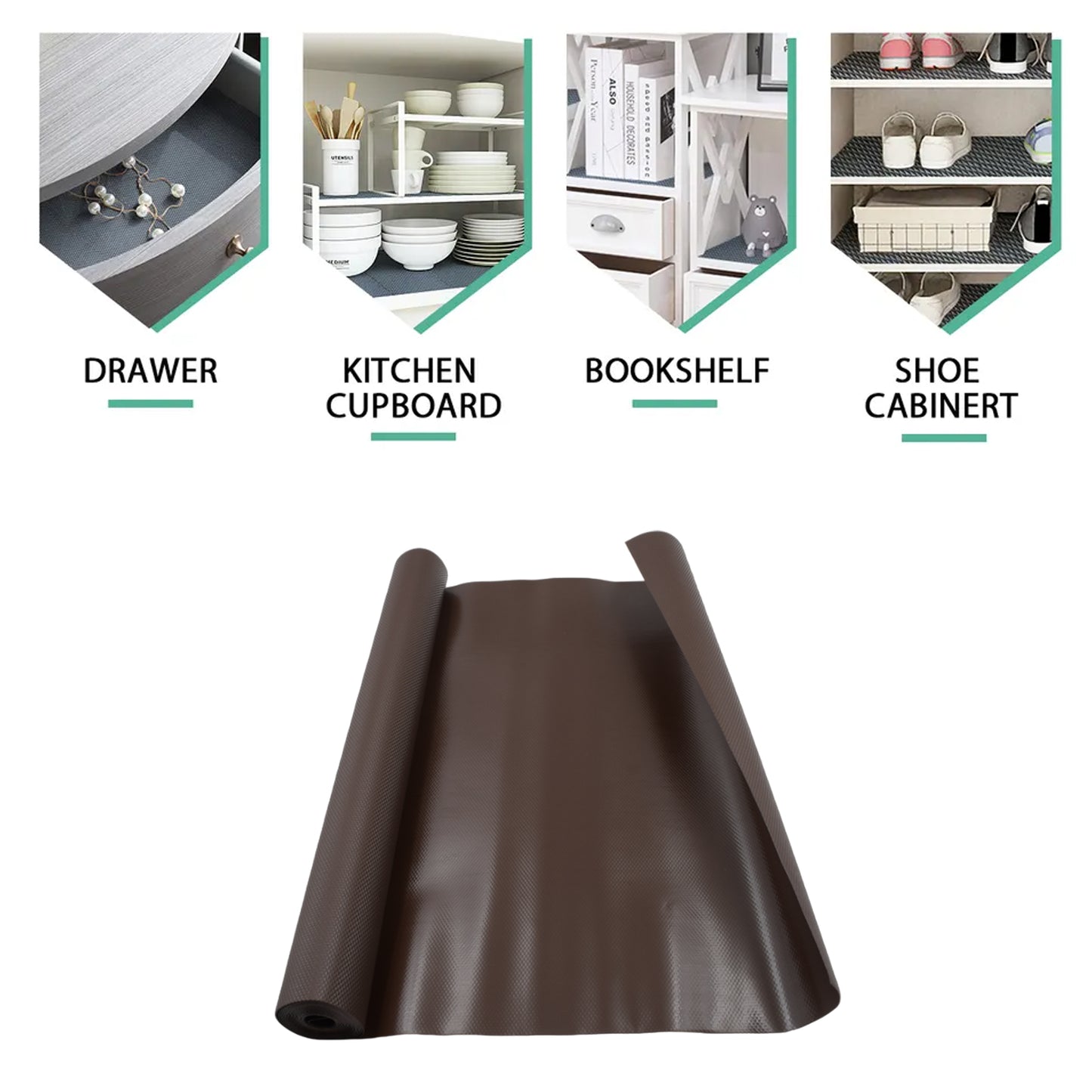 Multipurpose Anti-slip Bathroom Kitchen Cabinet Drawer Shelf Mat Liner Sheets Roll Fridge Mat Table Mat Anti-slip Super Strong Placement Mat For Fridge Bathroom Kitchen Drawer Shelf Liner (45cmx3m) - Happy Price - Image 3