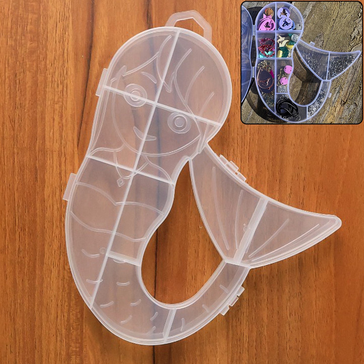 Mermaid Shape Plastic Organizer Box for Small Items - 1 Pc