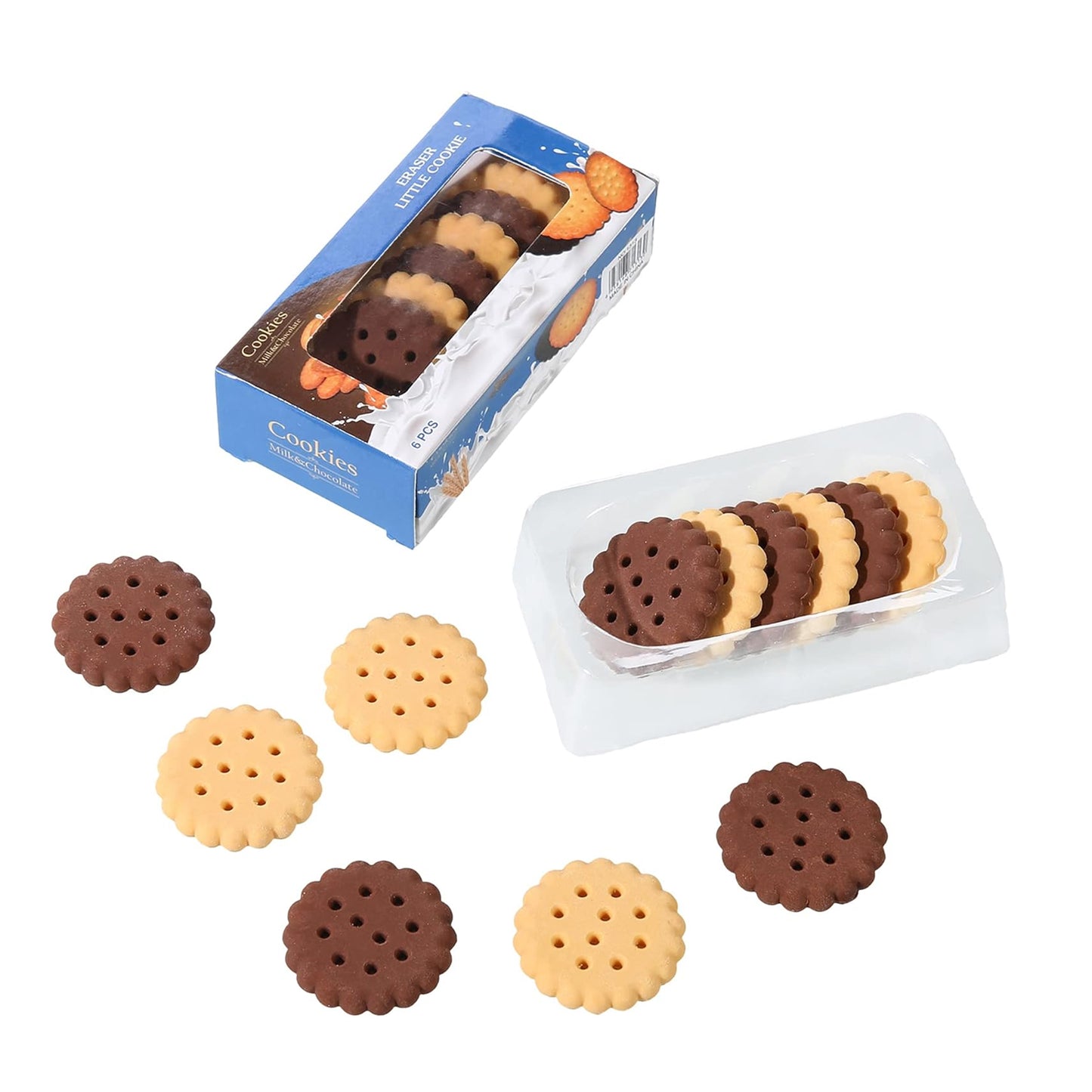 Pack Of 6 Erasers Erasers Stationery School Rubber Schools Sketches Office Sign Kid Party Favour Gift Toy Gift Creative Christmas Birthday Gift In Shape Biscuits (6 Pcs Set) - Happy Price - Image 4