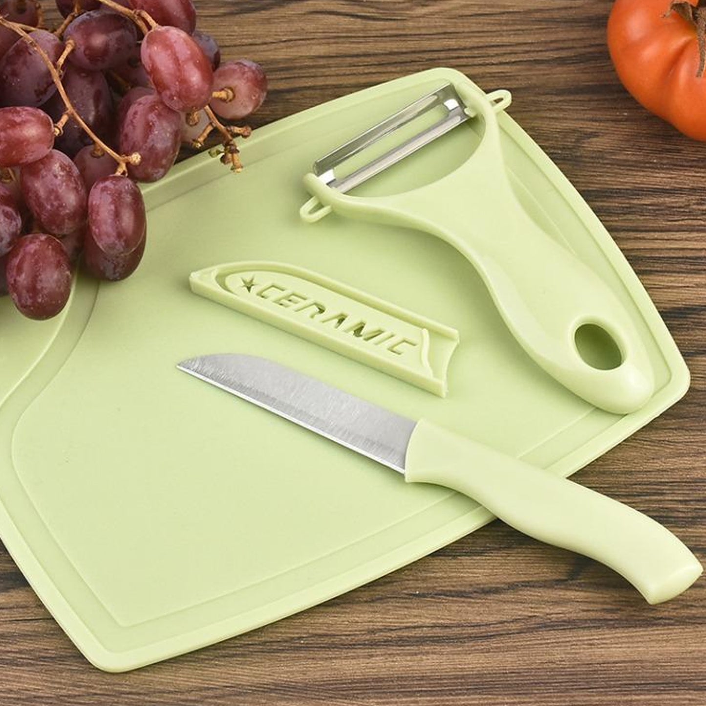 Plastic Kitchen Peeler - Green  Classic Stainless Steel 3-piece Knife Set Combo - Happy Price - Image 4
