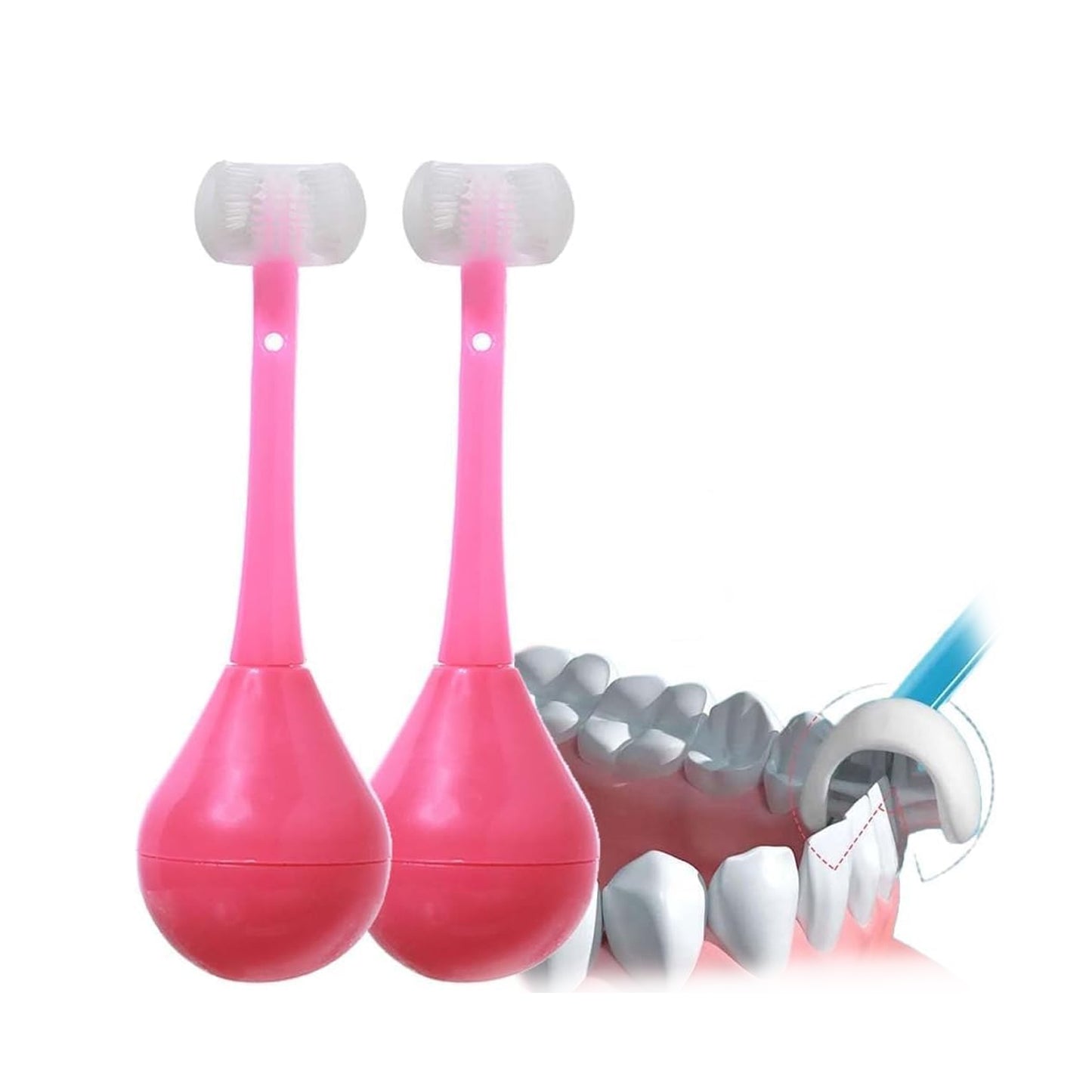 Toddler Toothbrush - Soft Bristle Toothbrush - 3-sided Training Toothbrush With Silicone Head Inverted Cleaning Toothbrush For Aged 2-12 Childrens Cleaning (1 Pc) - Happy Price - Image 4