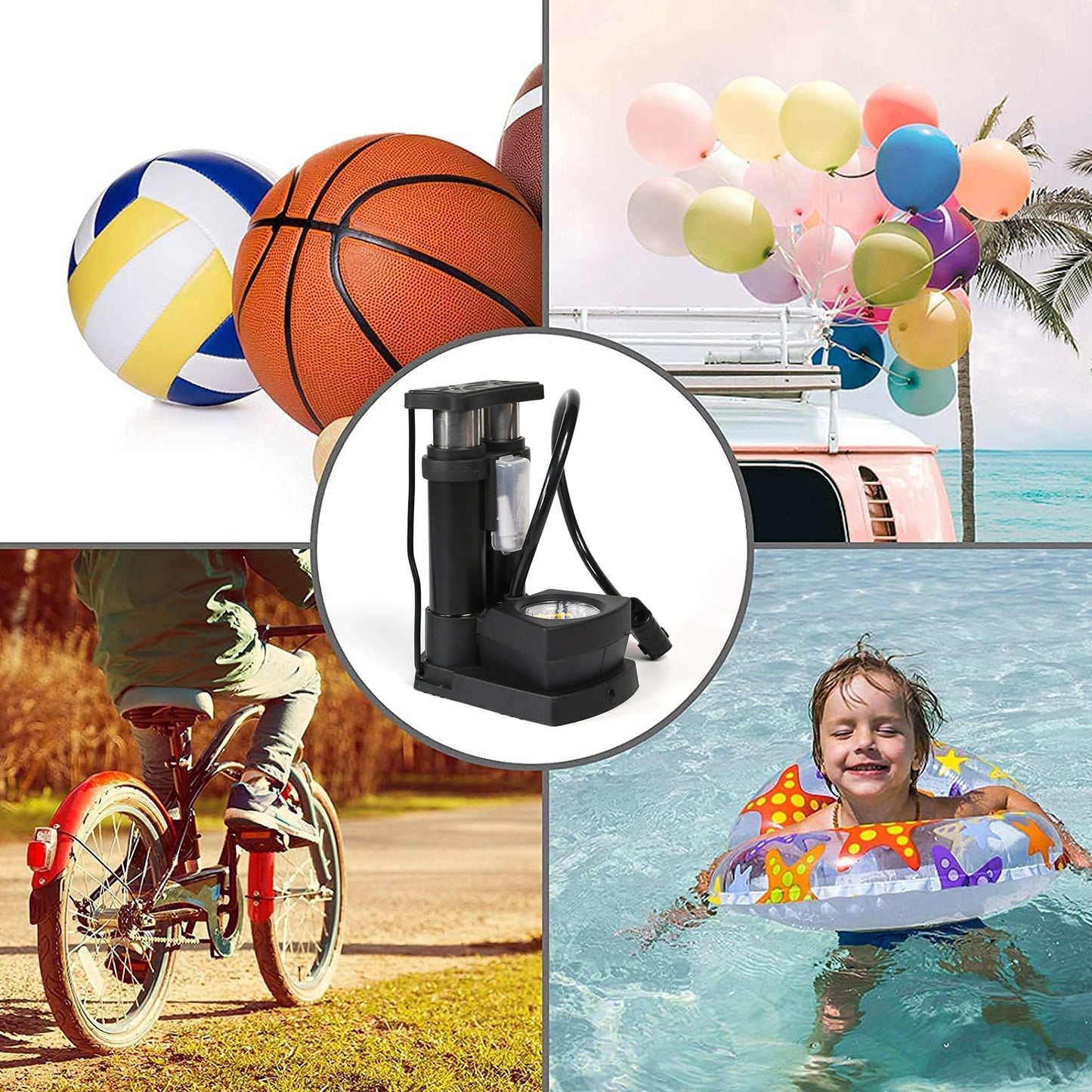 Portable Mini Bike Pumpcycle Pump Foot Activated With Gauge Floor Bicycle Pump  Cycle Pump - Happy Price - Image 5