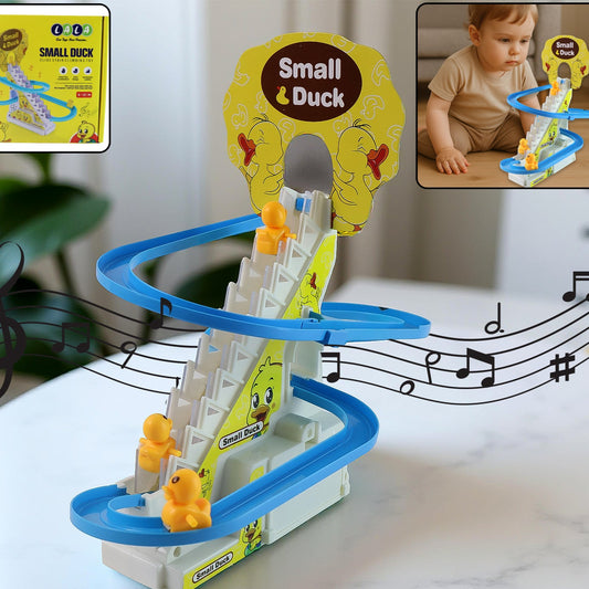 Lala Small Duck Climb Stairs Toy Roller Coaster With Flashing Lights  Music (3 Ducks) - Happy Price - Image 1
