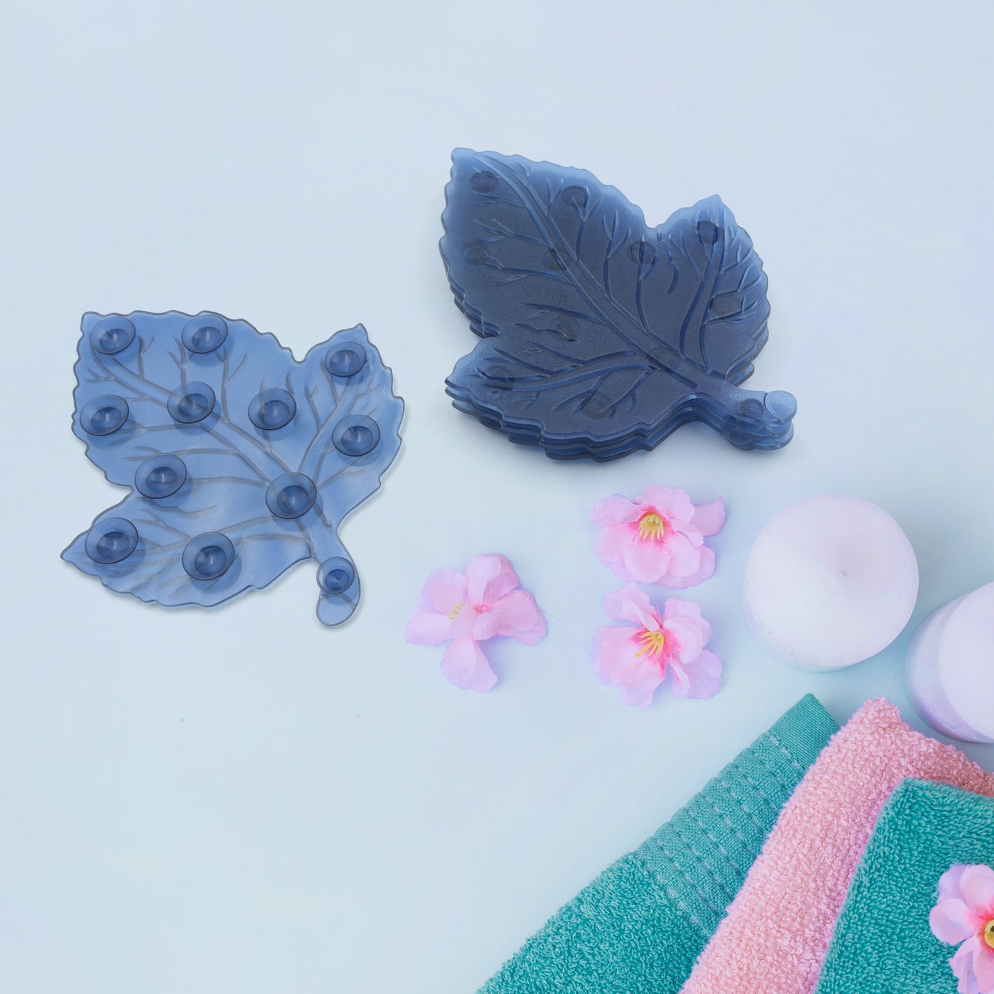 Mini  Pvc Anti-slip Bat Mat Non Slip Baby Bath Mats Mini Child Safety Anti Slip Shower Mats Star Leaf Shaped For Kids (4 Pc Set) - Happy Price - Image 3