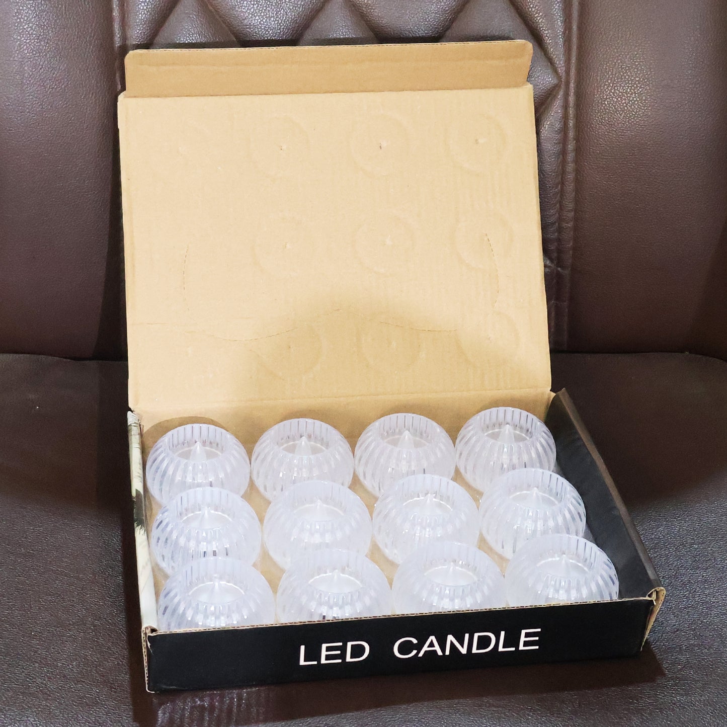 Set of 12 LED Crystal Effect Flameless Candles - Battery Operated Decorative Tealights - Happy Price - Image 7
