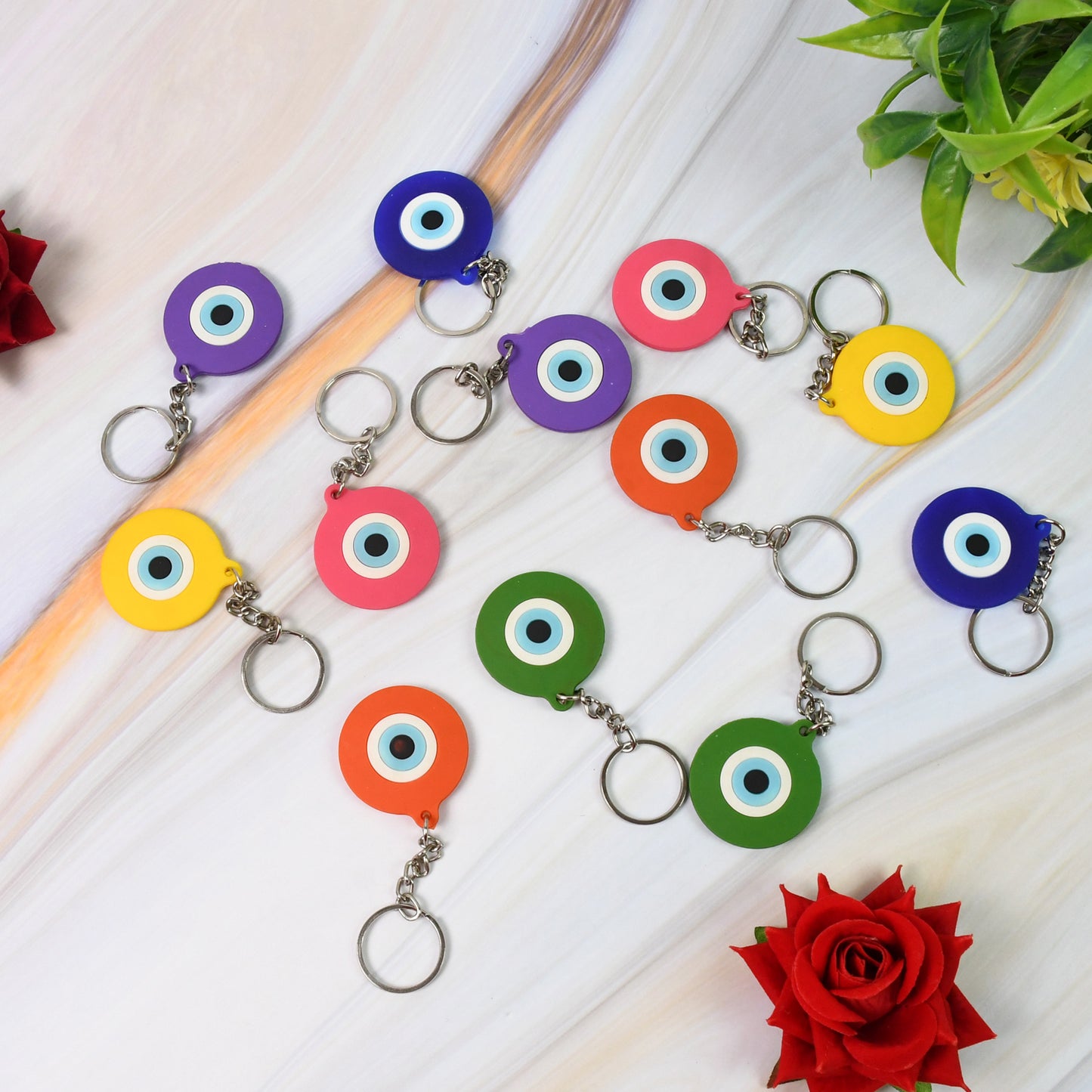 Evil Eye Rubber  Silicone Keychain (12 Pcs Set  Mix Color) - Happy Price - Image 5