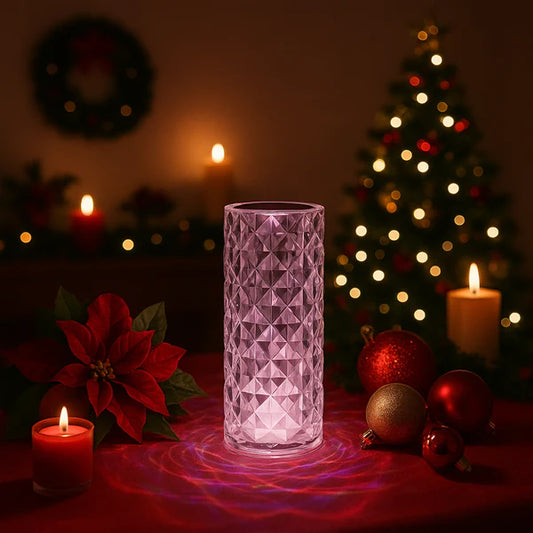 Crystal Touch Table Lamp with Remote - USB Powered 3D Diamond Cut LED Night Light