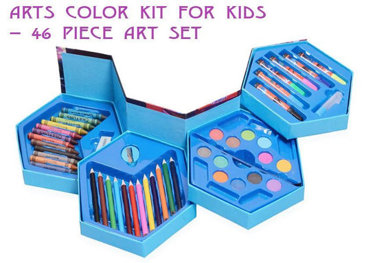 46 Pcs Plastic Art Colour Set With Color Pencil Crayons Oil Pastel And Sketch Pens - Happy Price - Image 1