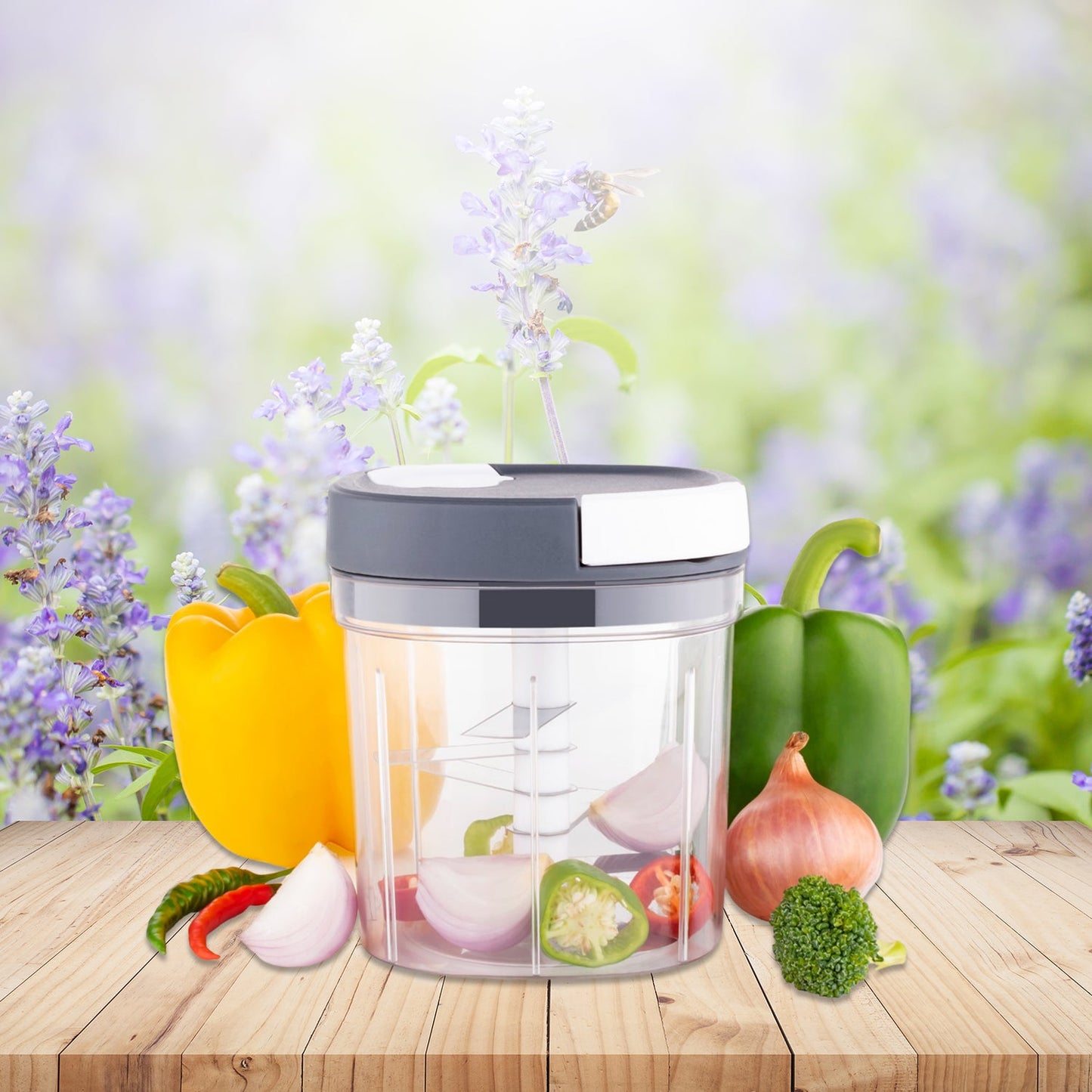 2 In 1 Handy Chopper And Slicer Used Widely For Chopping And Slicing Of Fruits Vegetables Cheese Etc. Including All Kitchen Purposes. - Happy Price - Image 5