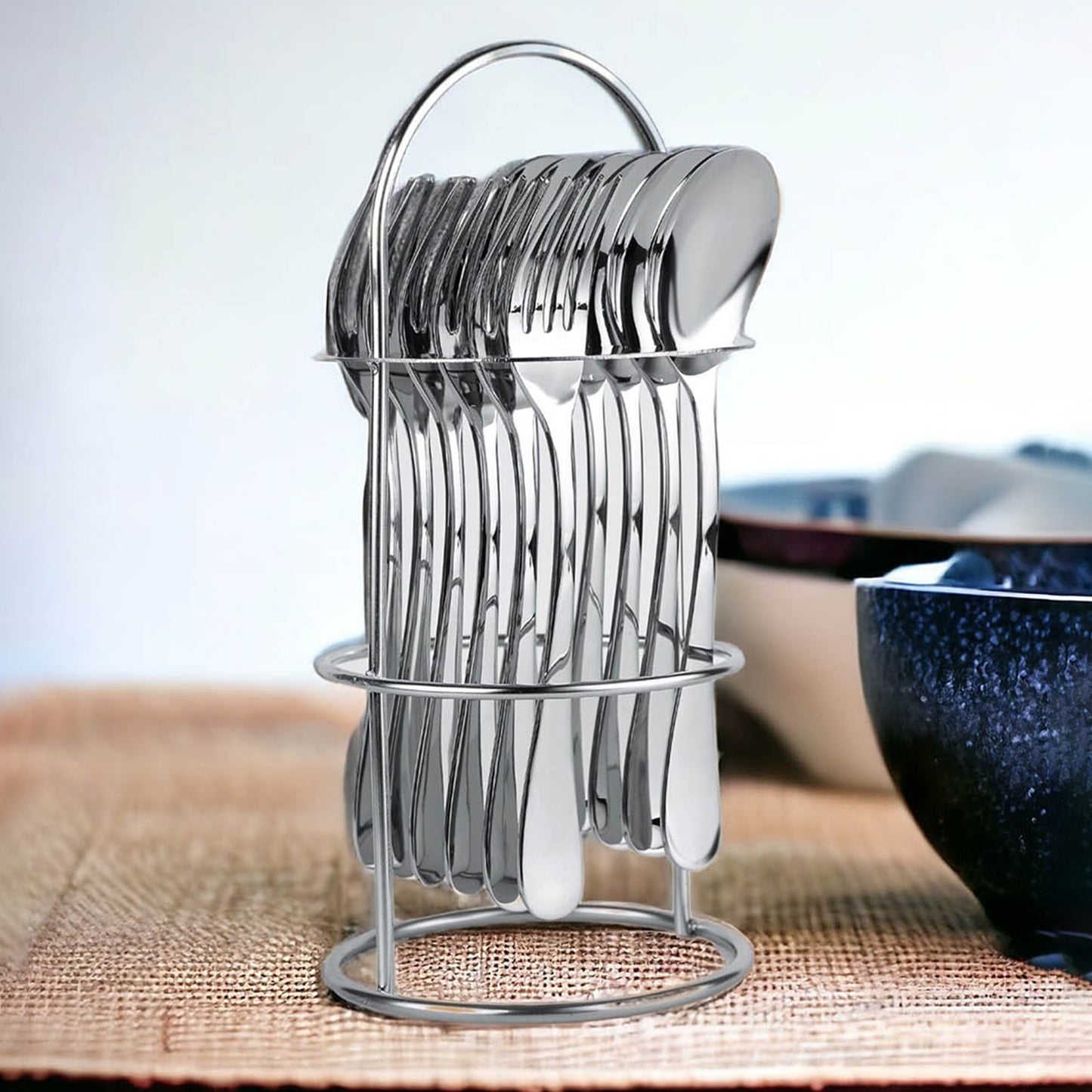 16 Piece Stainless Steel Cutlery Set with Stand - Happy Price - Image 4
