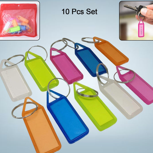 10 Pc Translucent Plastic Keychain ID Tags with Split Rings