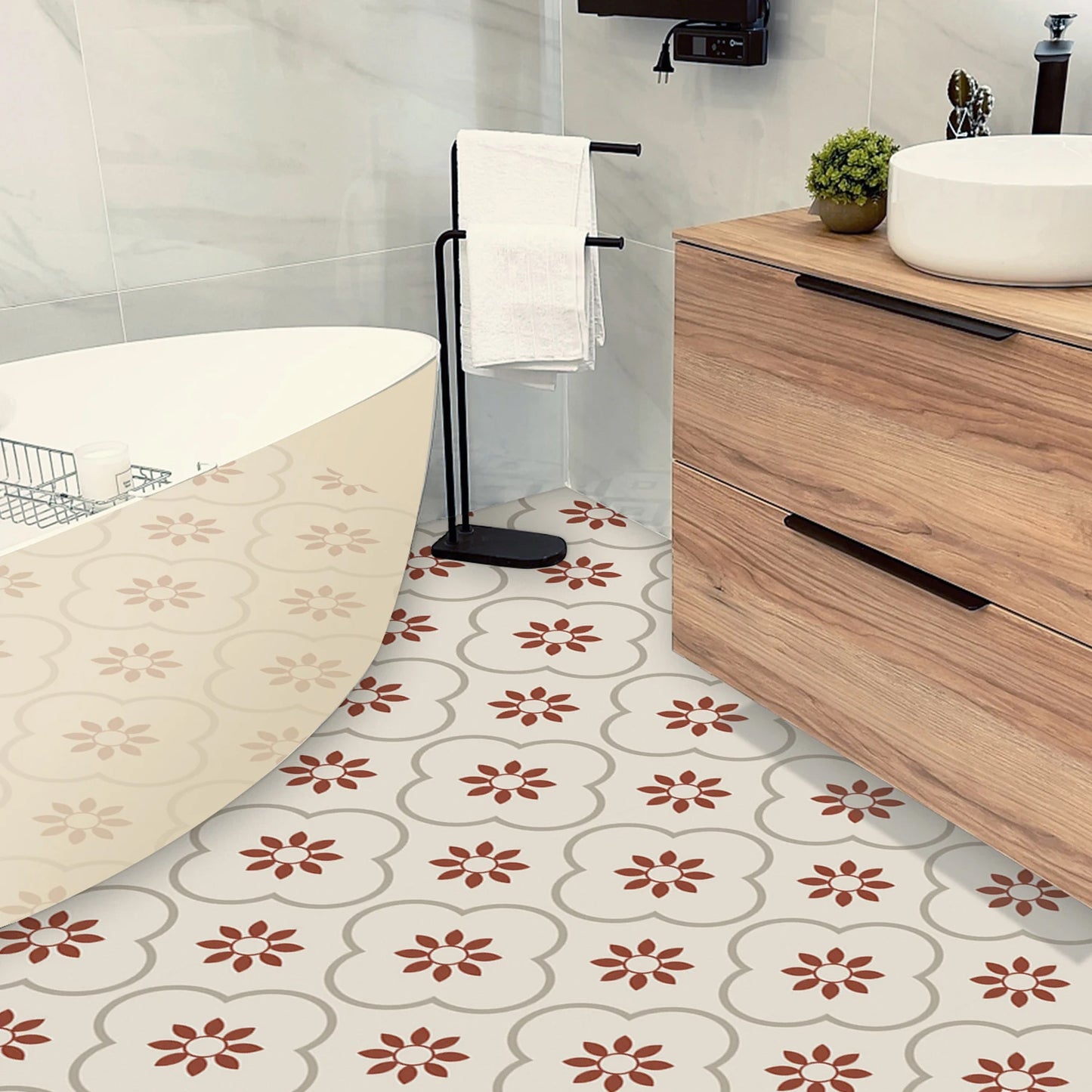 Peel And Stick Floor Tiles Kitchen  Bathroom Backsplash Sticker Detachable Waterproof Diy Tile Stickers For Wall Decoration Tiles Home Decoration (8x8 Inch  1 Pc Tiles) - Happy Price - Image 4