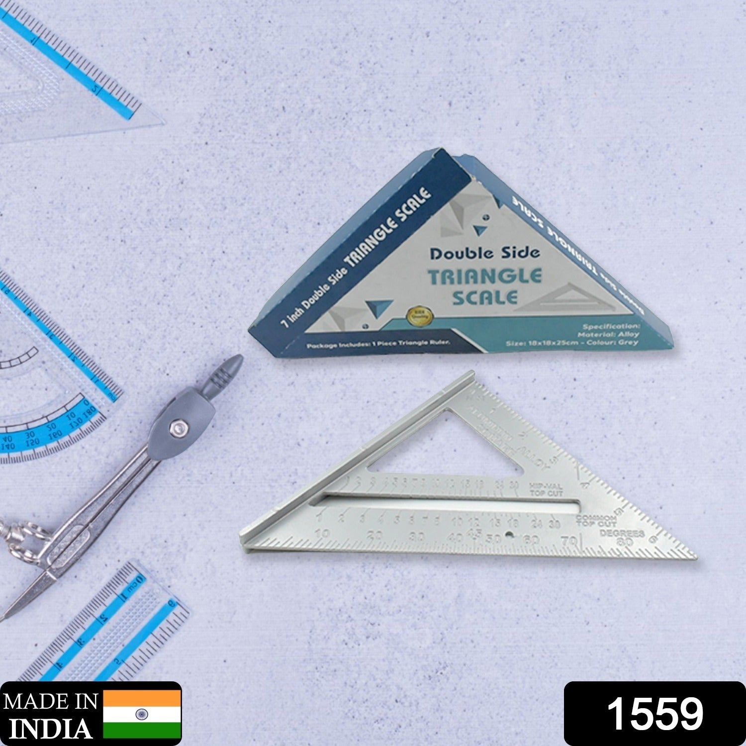 Double Side Scale Triangle Measurement Hand Tool 45 Degree Triangle Ruler Home For Industry Aluminum Alloy Rafter Square 7-inch Length