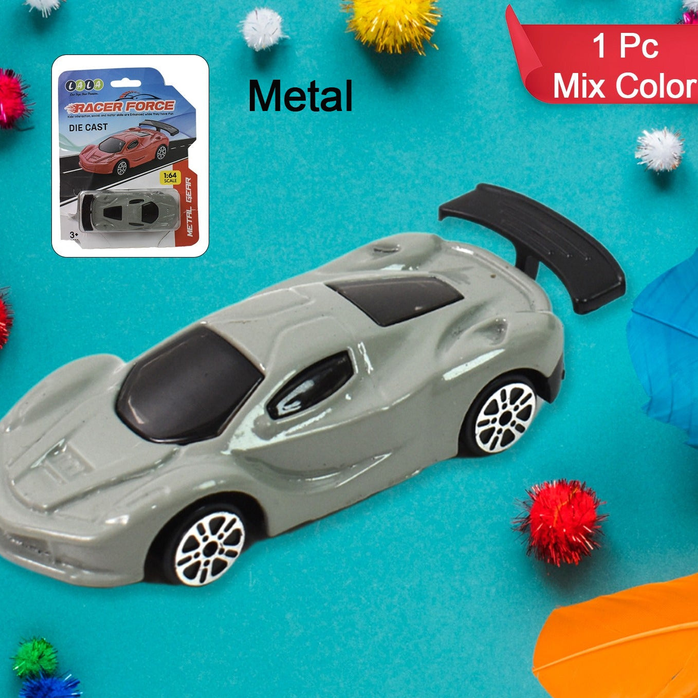 Metal Mini Car Toy Free Wheel Toy Vehicle (Multicolor  1 Pc) - Happy Price - Image 1
