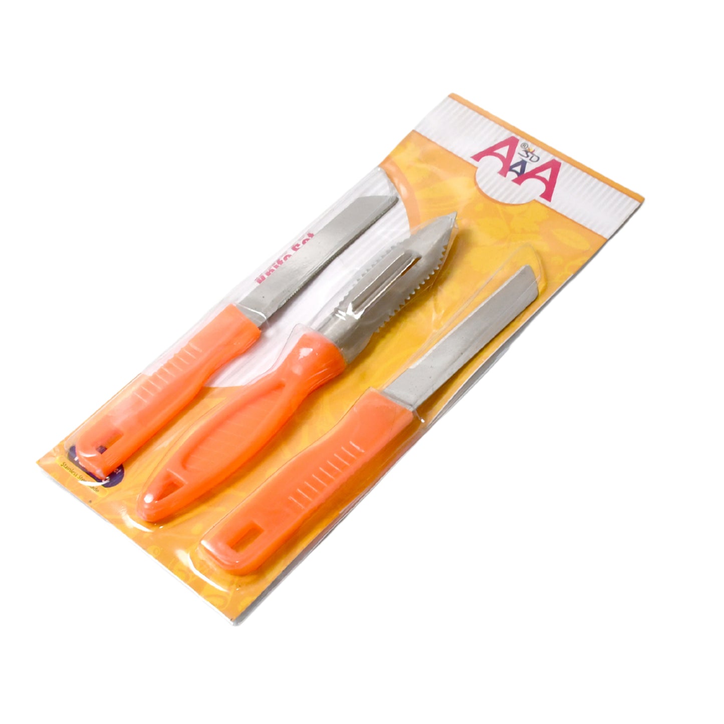 3in1 Multipurpose Stainless Steel Classic Kitchen Knife Set Of 3 For Fruits And Vegetable Chopping  Cutting  Peeling Kitchen Knife  Vegetable Peeler  Plain Knife - Happy Price - Image 4