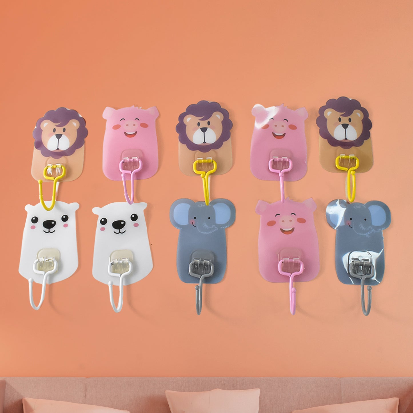 Wall Mounted Cartoon Hooks Self Adhesive Hooks (10 Pcs Set) - Happy Price - Image 5