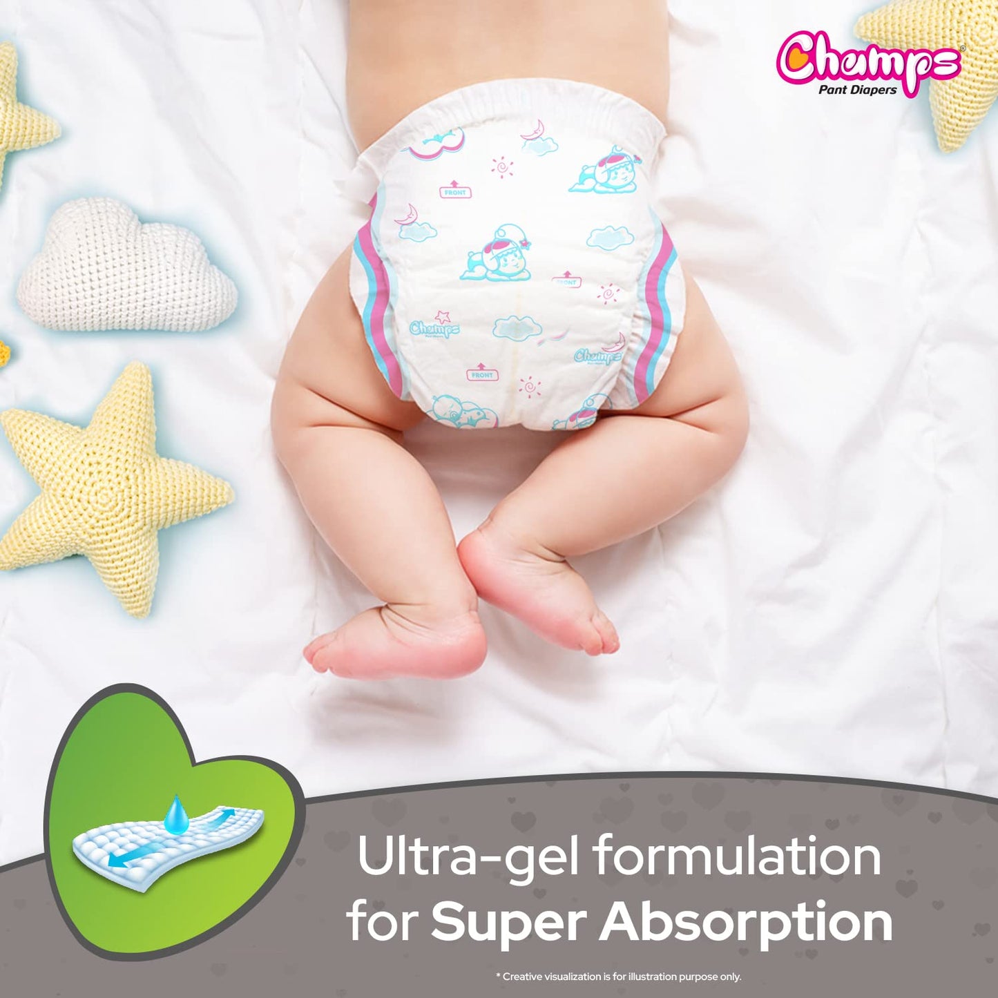 Baby Diaper High Absorbent Pant Diapers  Champs Soft And Dry Baby Diaper Pants Xl  54 Pcs (Extra Large  Xl54 Pieces) - Happy Price - Image 4