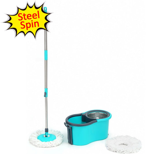 Quick Spin Mop With Steel Spin Bucket Floor Cleaning Easy Wheels  Big Bucket Floor Cleaning Mop With Bucket - Happy Price - Image 1