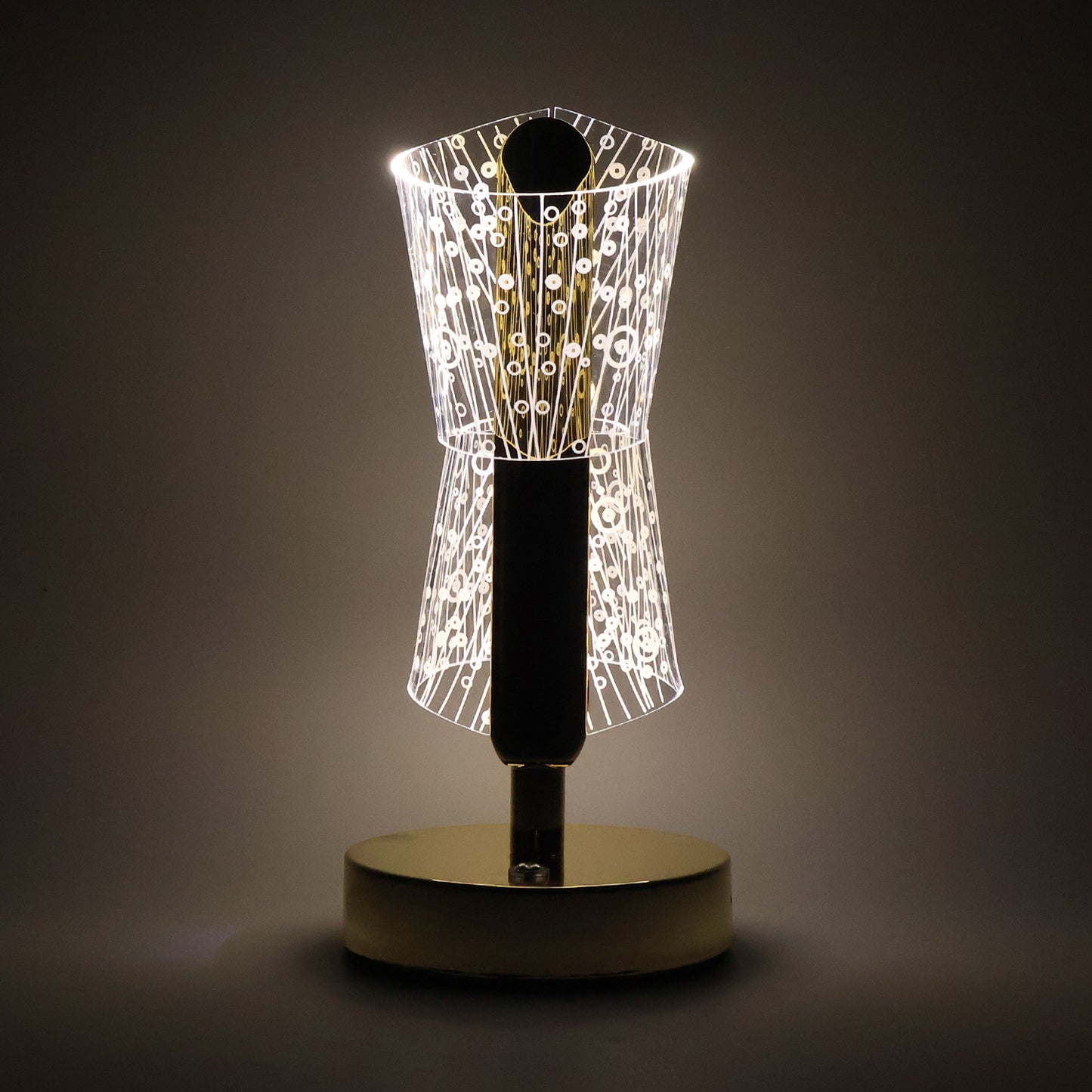 Crystal Double Shade LED Table Lamp - Golden Base, Decorative Bedside Light (1 Pc) - Happy Price - Image 3