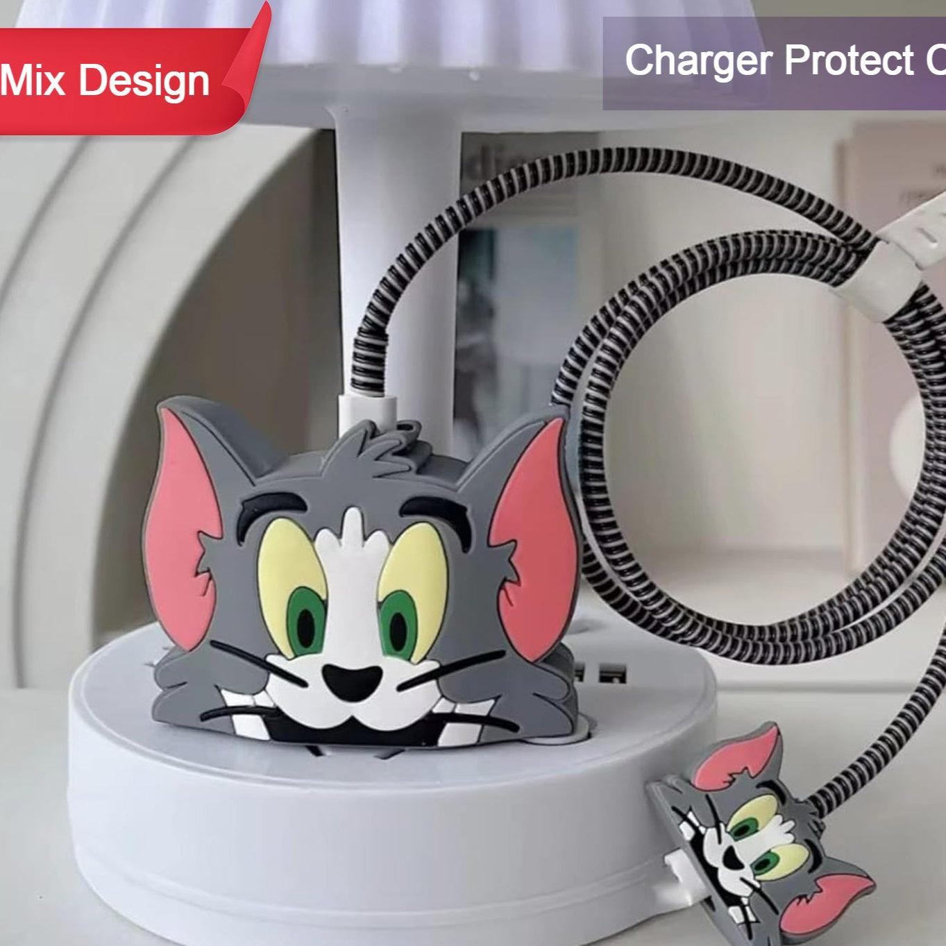 Cartoon Character Silicon Charger Case Cover For Ip 18-20w (Mix Design  1 Pc) - Happy Price - Image 1