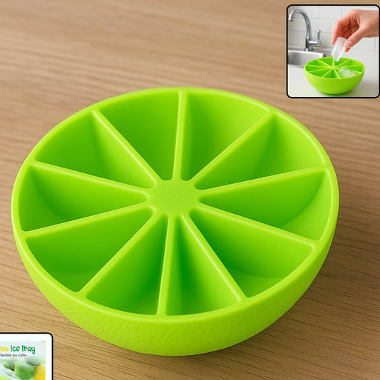 Lemon Shape Silicone Ice Cube Tray with 8 Slots for Drinks (1 Pc)